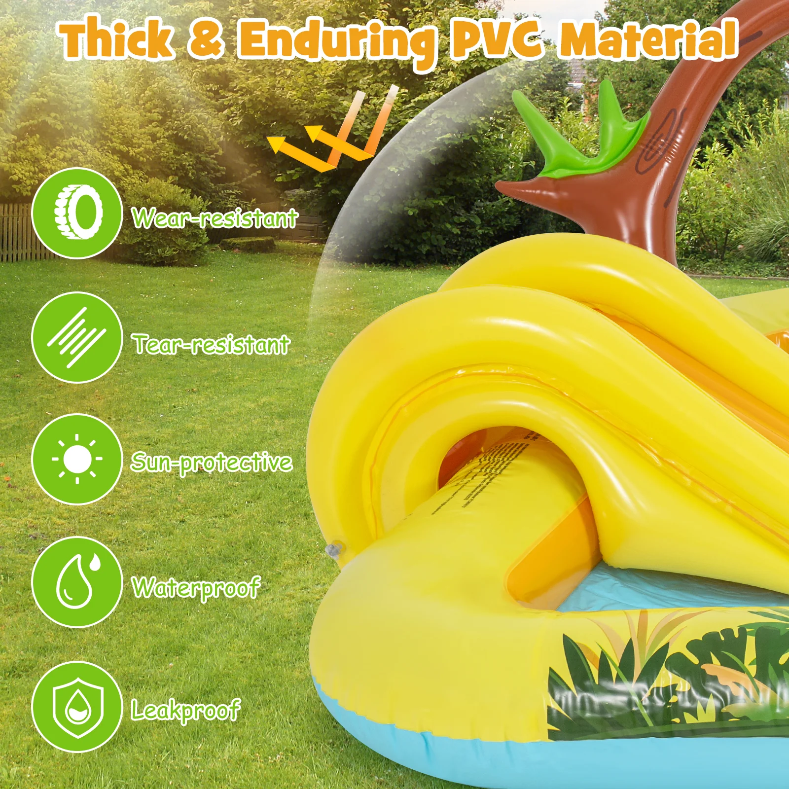 Inflatable Play Center, Animal Spray Pool with Slide, Arch-shaped Sprinkle - Image 9
