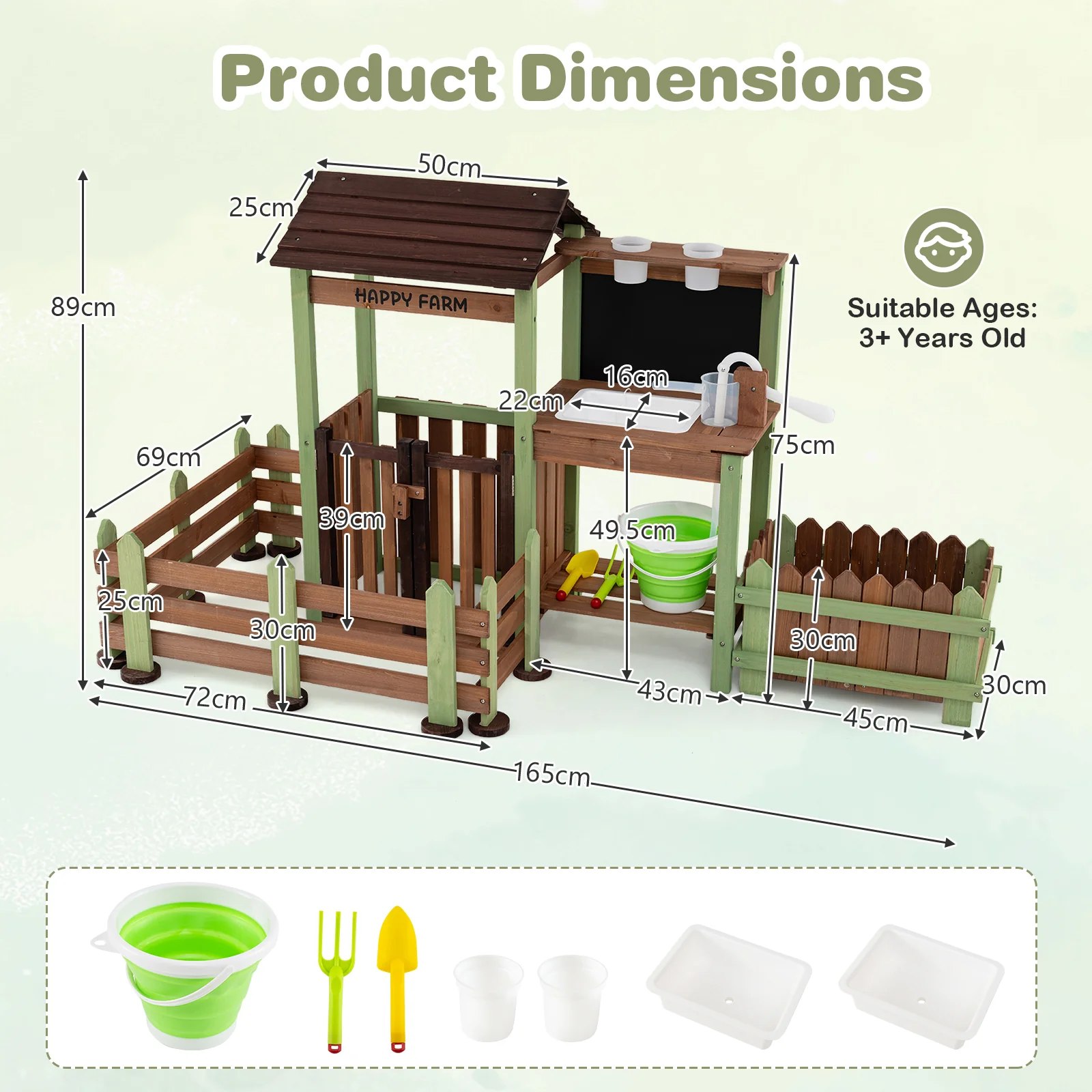 Outdoor Mud Farm Playset for Kids, Fir Wood Barnyard Pretend Toy - Image 10