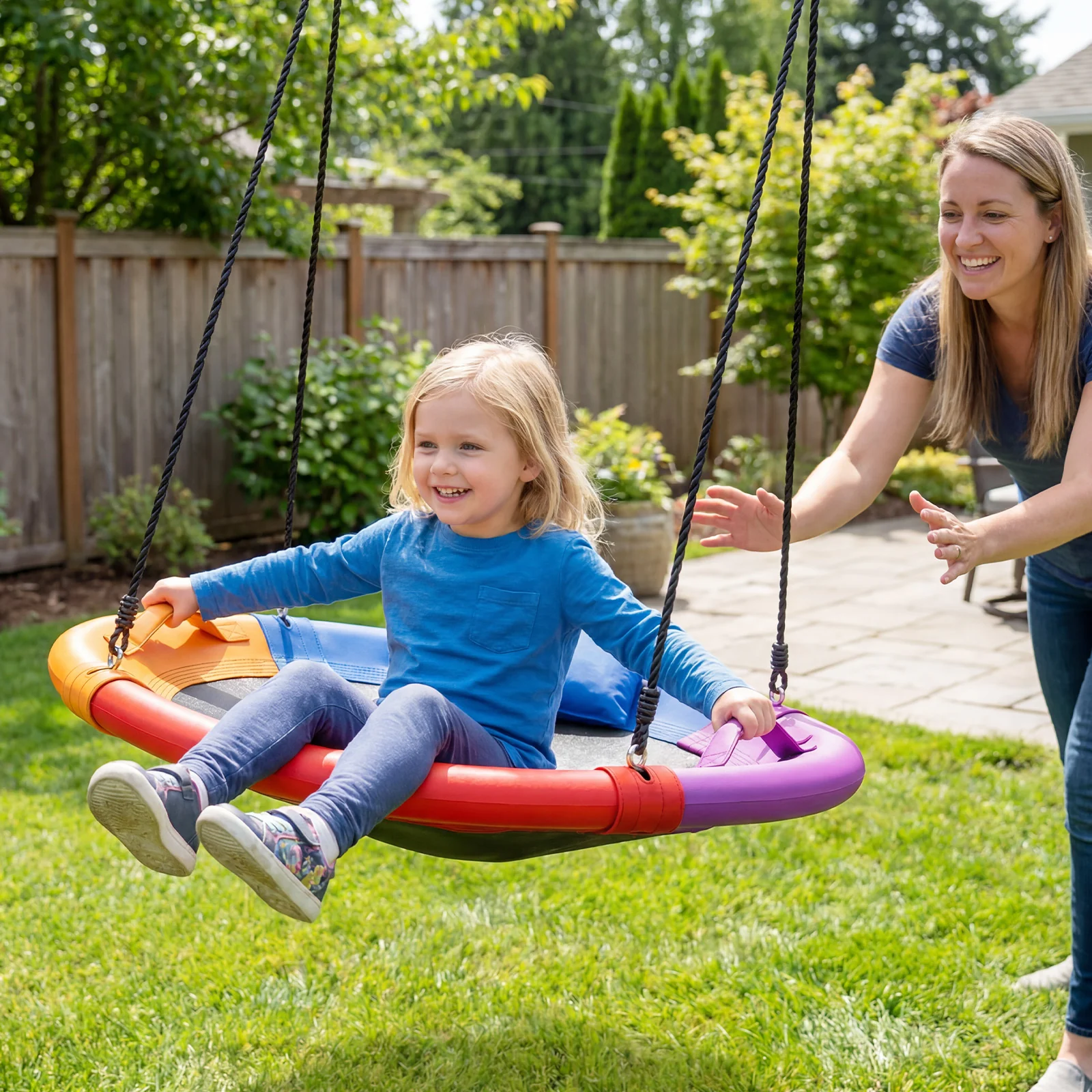 Outdoor Round Swing for Backyard and Playground, Perfect for Kids 3+ Years Old - Image 2
