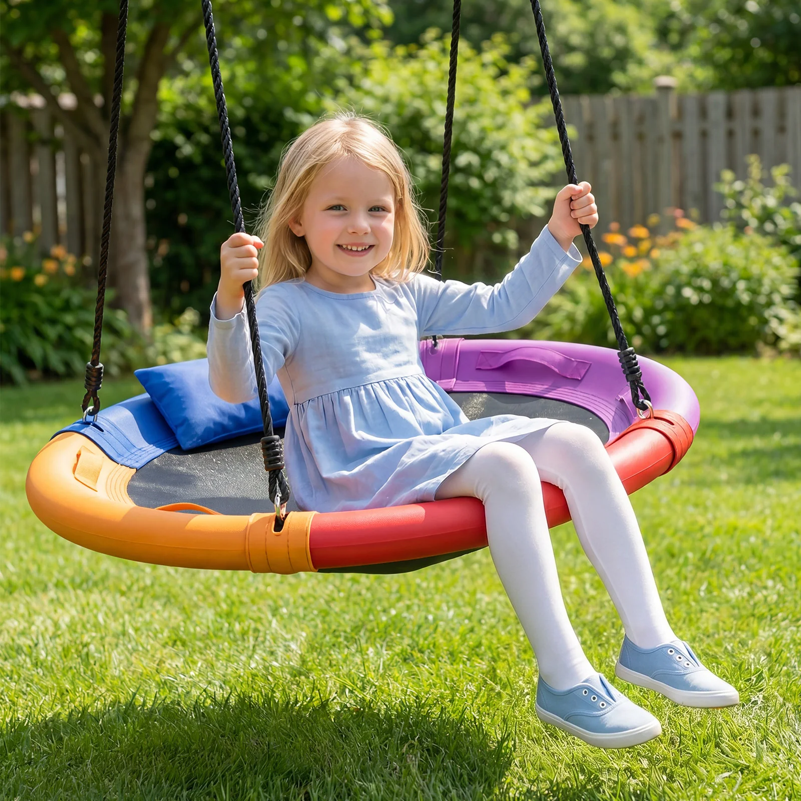 Outdoor Round Swing for Backyard and Playground, Perfect for Kids 3+ Years Old - Image 3