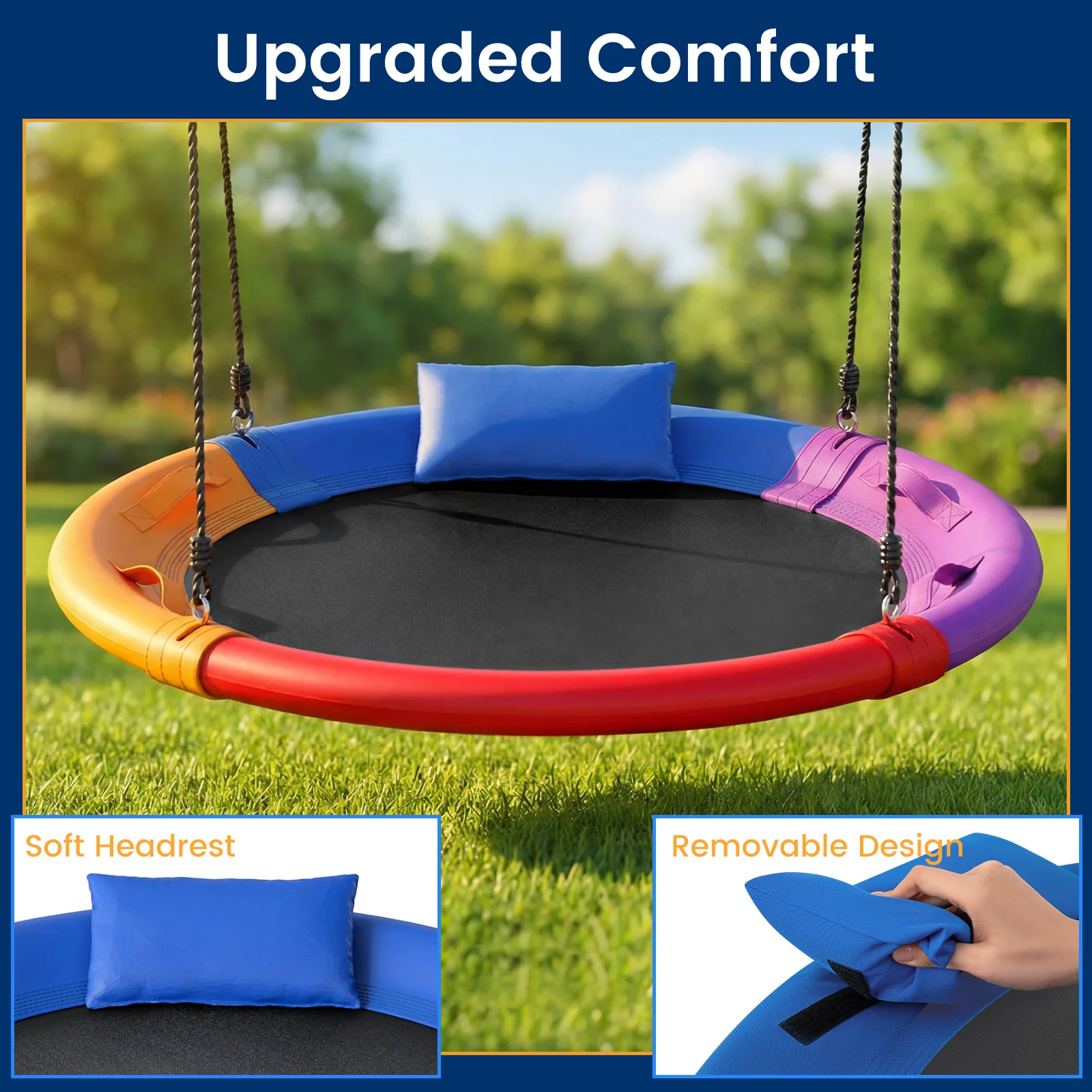Outdoor Round Swing for Backyard and Playground, Perfect for Kids 3+ Years Old - Image 4