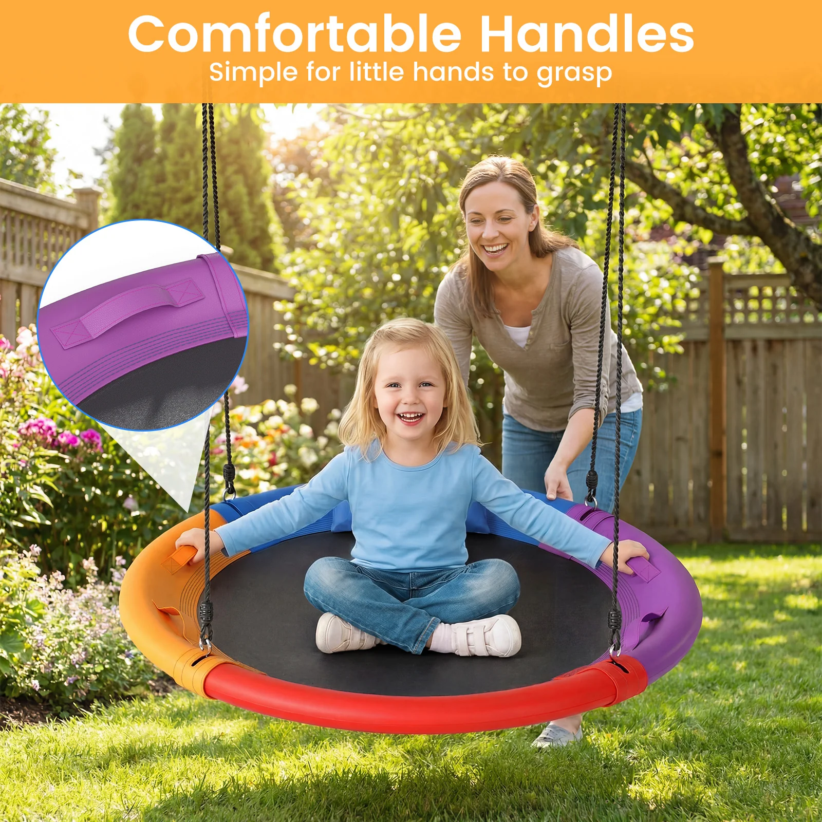 Outdoor Round Swing for Backyard and Playground, Perfect for Kids 3+ Years Old - Image 5
