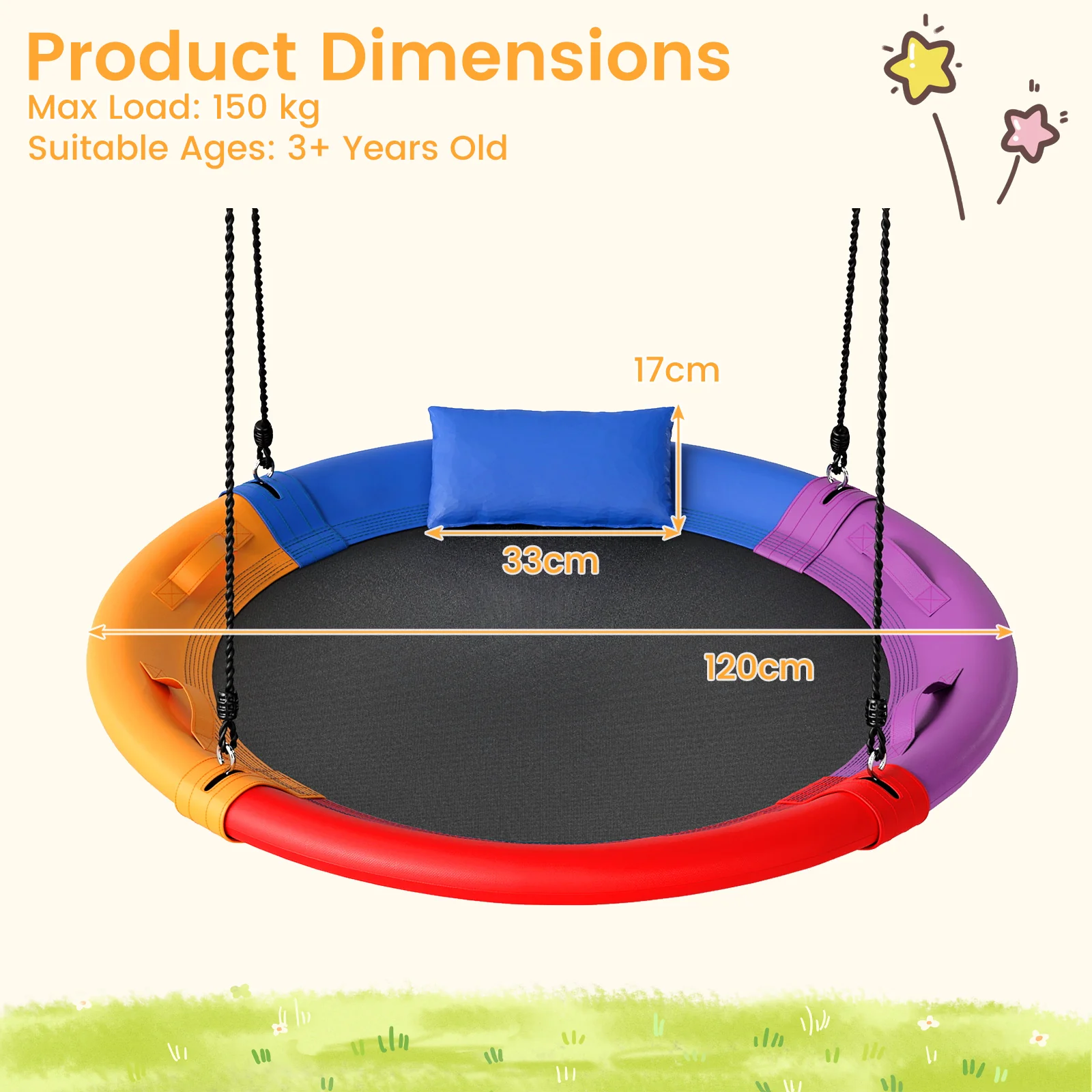 Outdoor Round Swing for Backyard and Playground, Perfect for Kids 3+ Years Old - Image 9