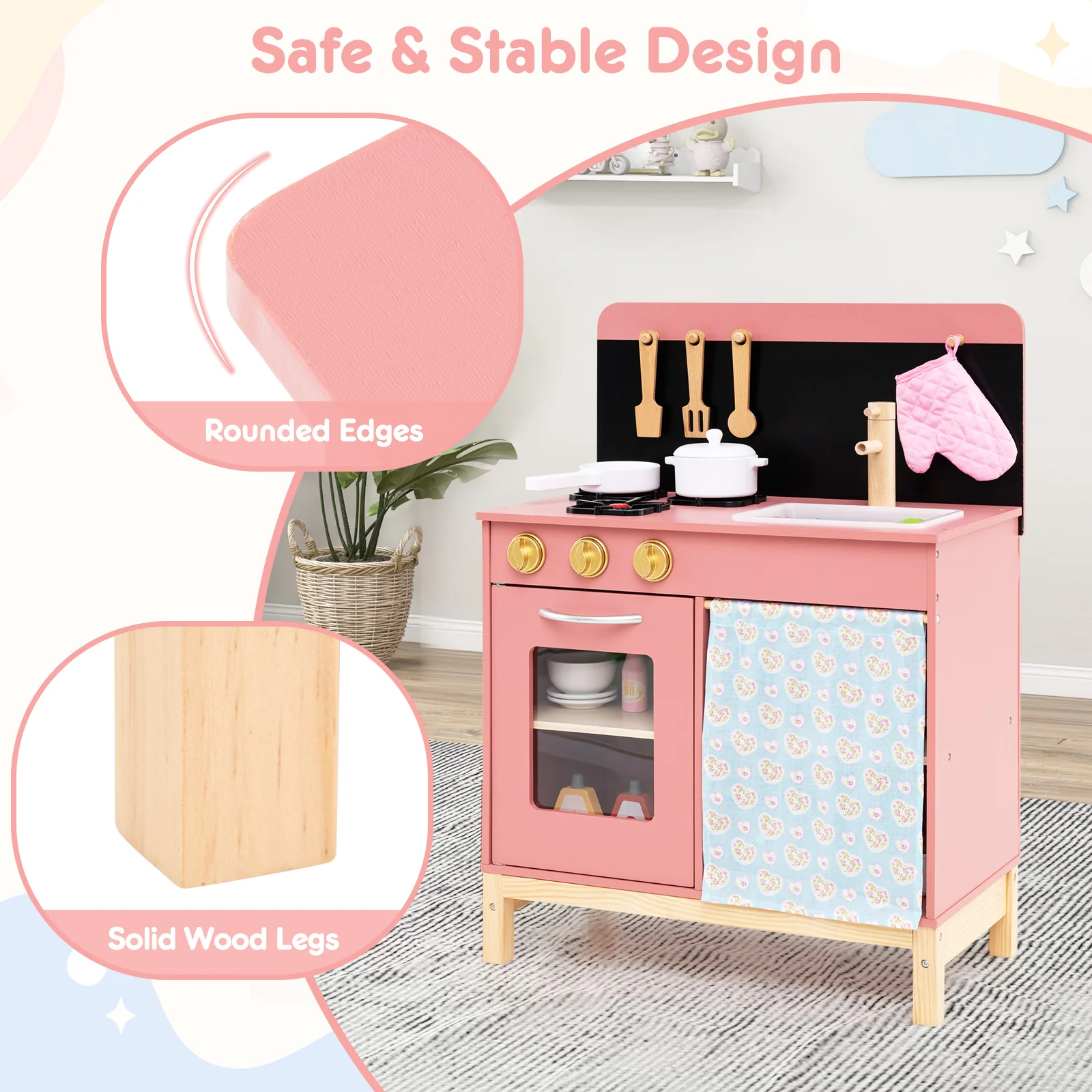 Play Kitchen for Kids, Chef Pretend Play Set with Cookware Accessories - Image 5
