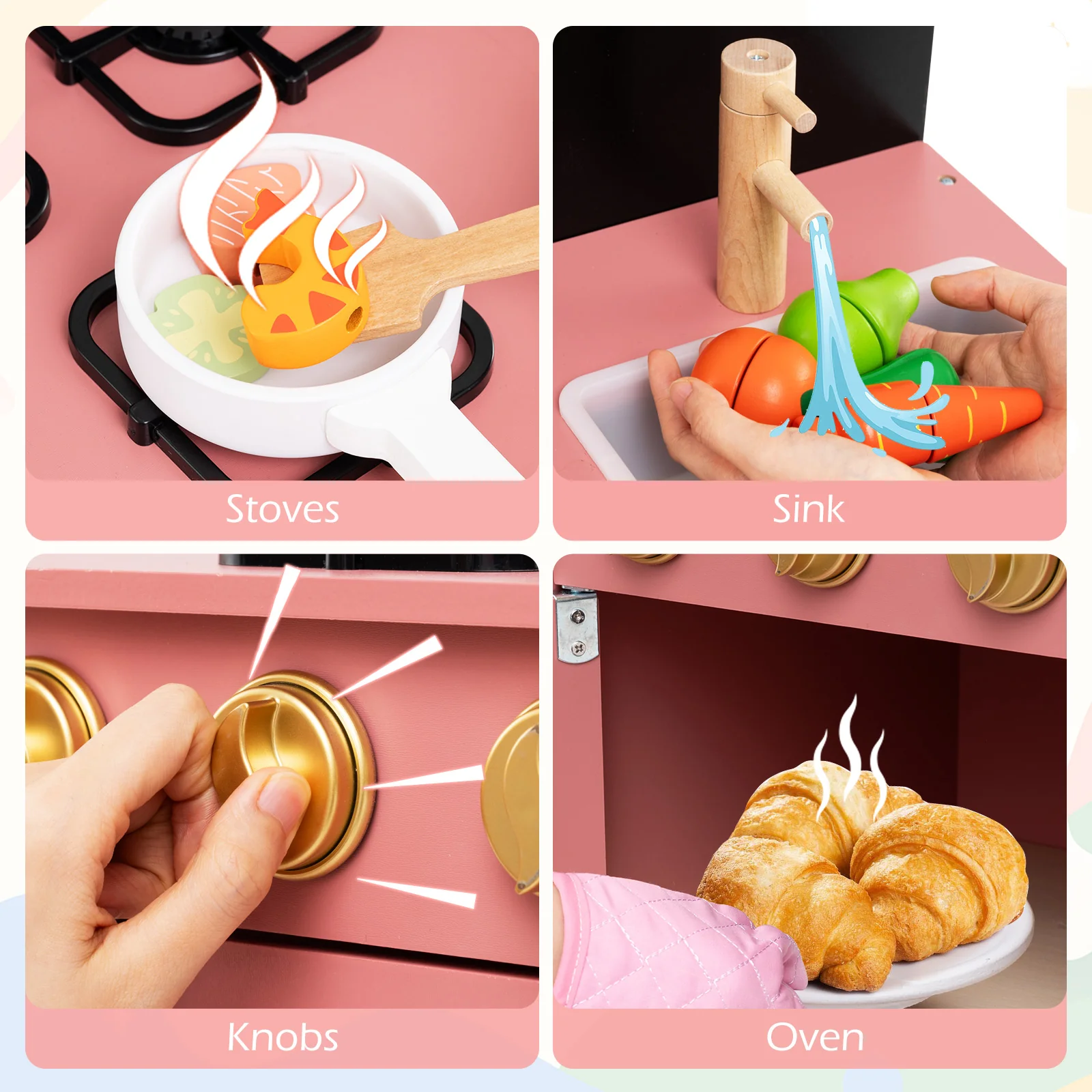 Play Kitchen for Kids, Chef Pretend Play Set with Cookware Accessories - Image 8