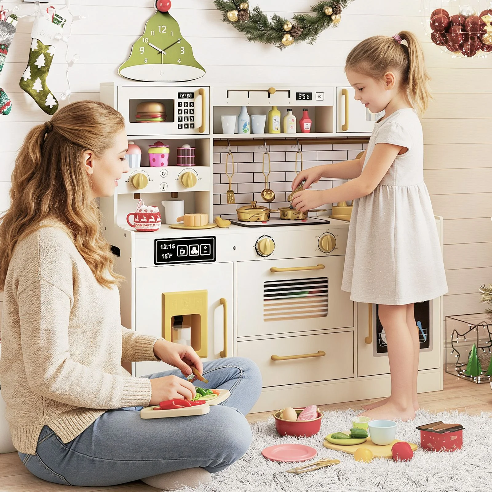 Pretend Toy Kitchen Set with Water Dispenser and Dishwasher - Image 2