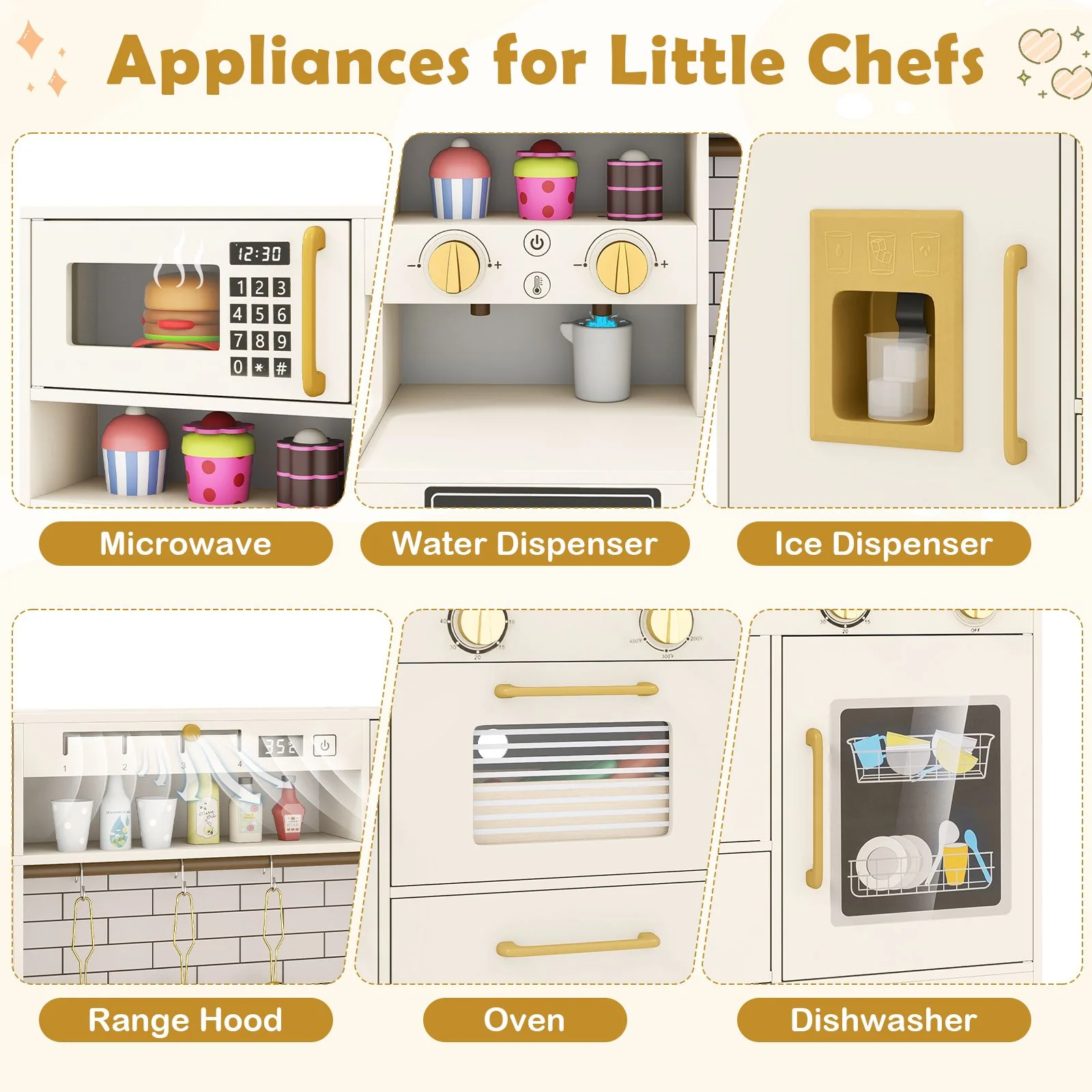 Pretend Toy Kitchen Set with Water Dispenser and Dishwasher - Image 5