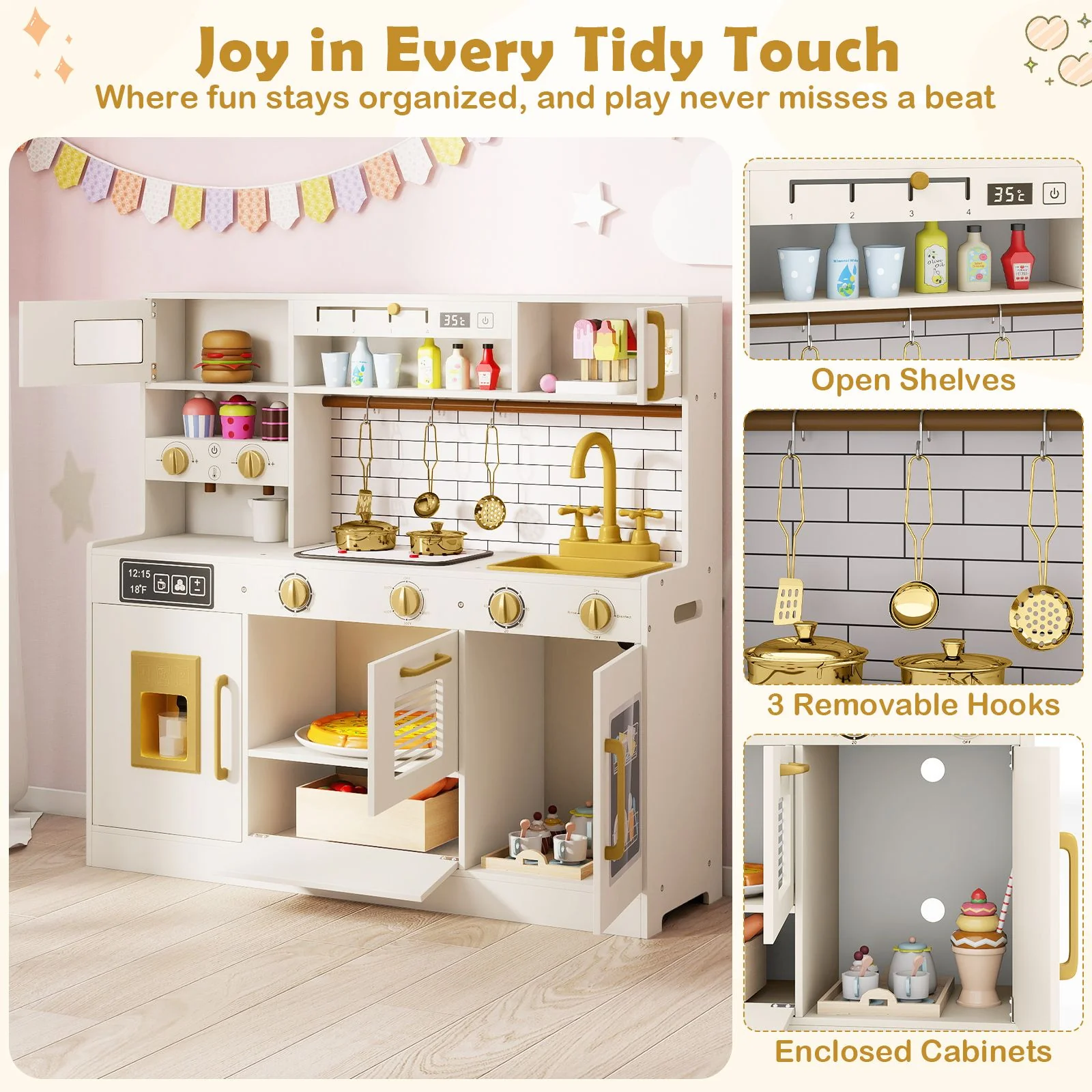 Pretend Toy Kitchen Set with Water Dispenser and Dishwasher - Image 6