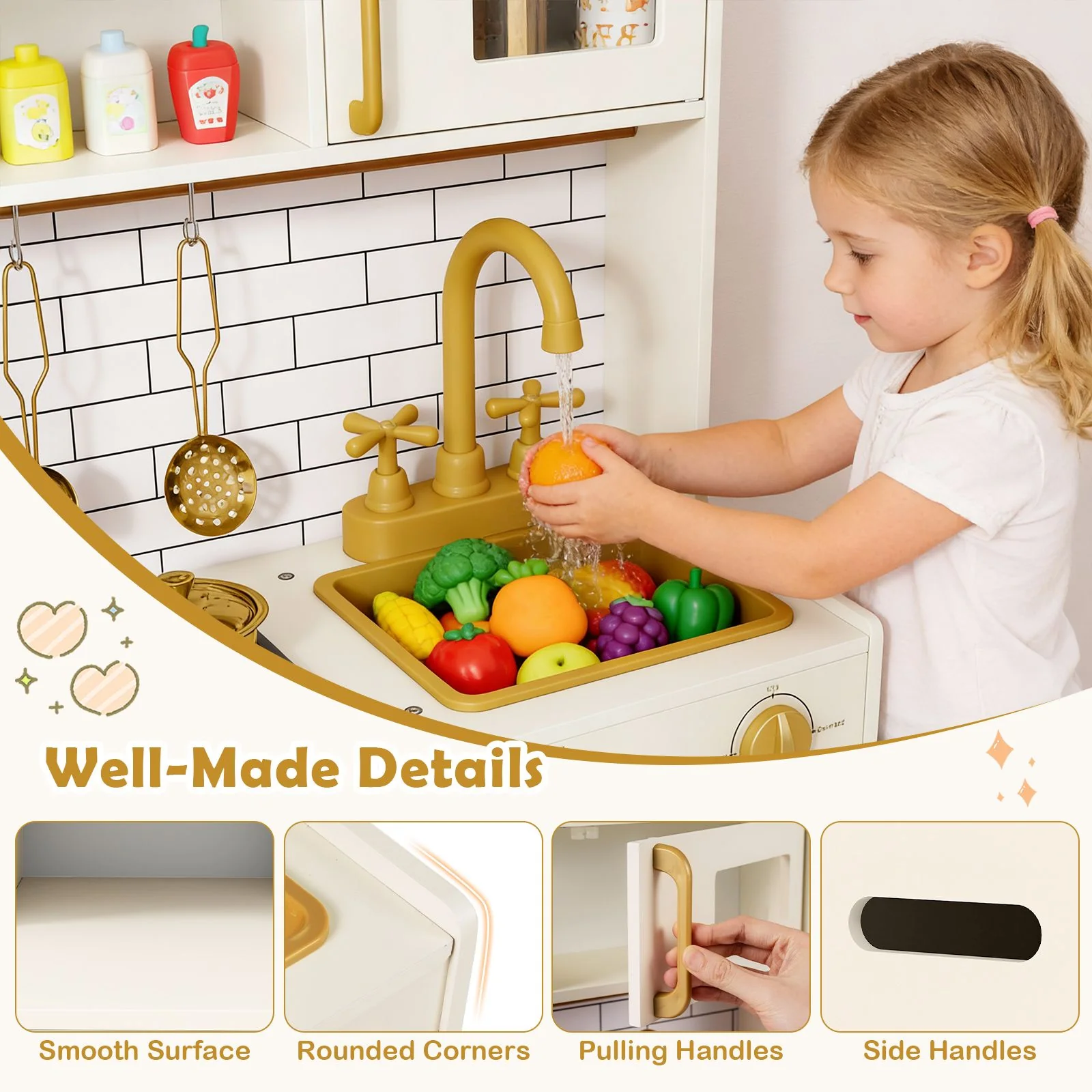 Pretend Toy Kitchen Set with Water Dispenser and Dishwasher - Image 8