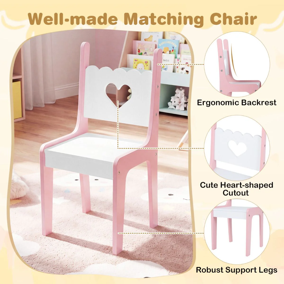 Princess Girls Makeup Table with Mirror and Chair - Image 4