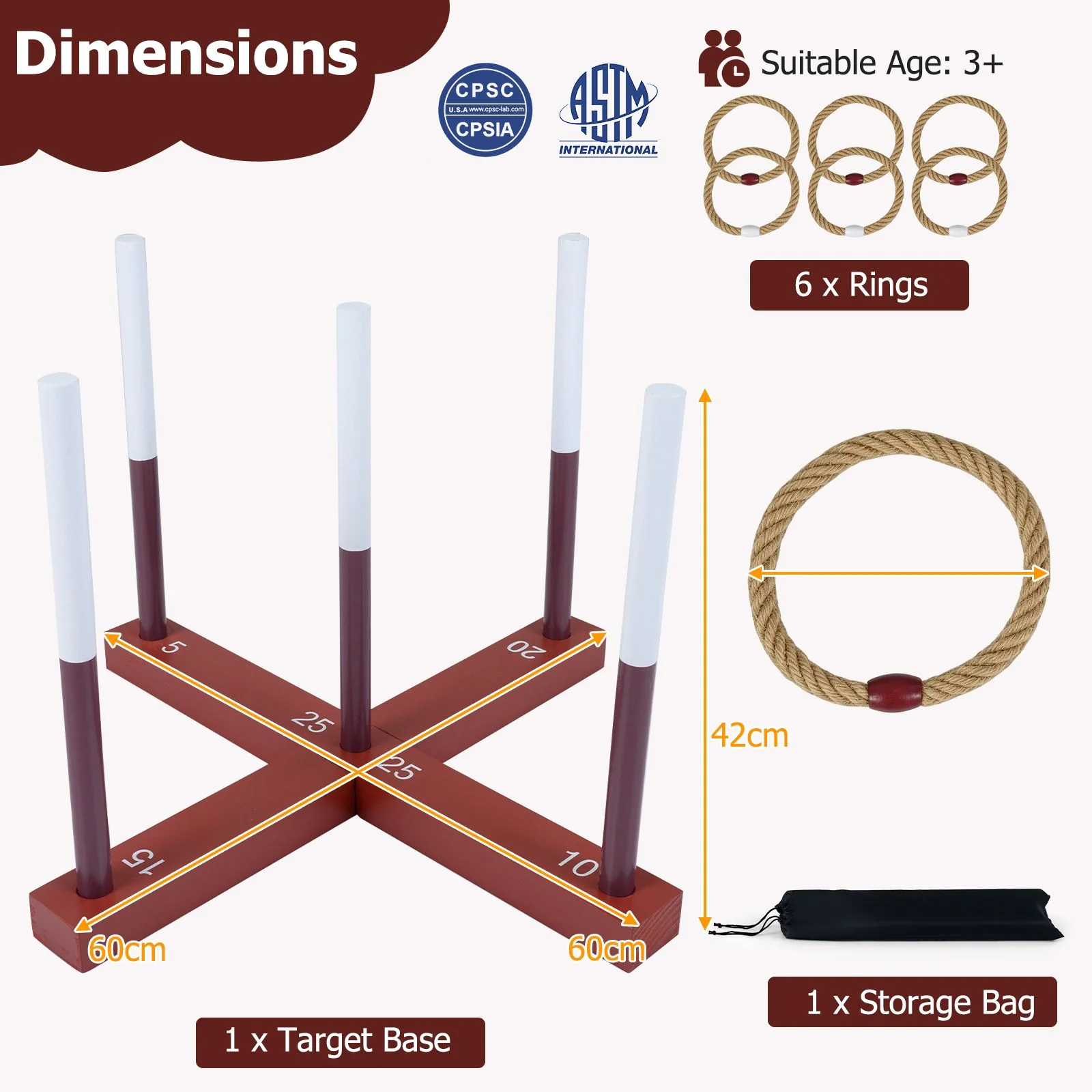 Ring Toss Yard Game Set with 6 Rings for Party and Outdoor Activities - Image 10