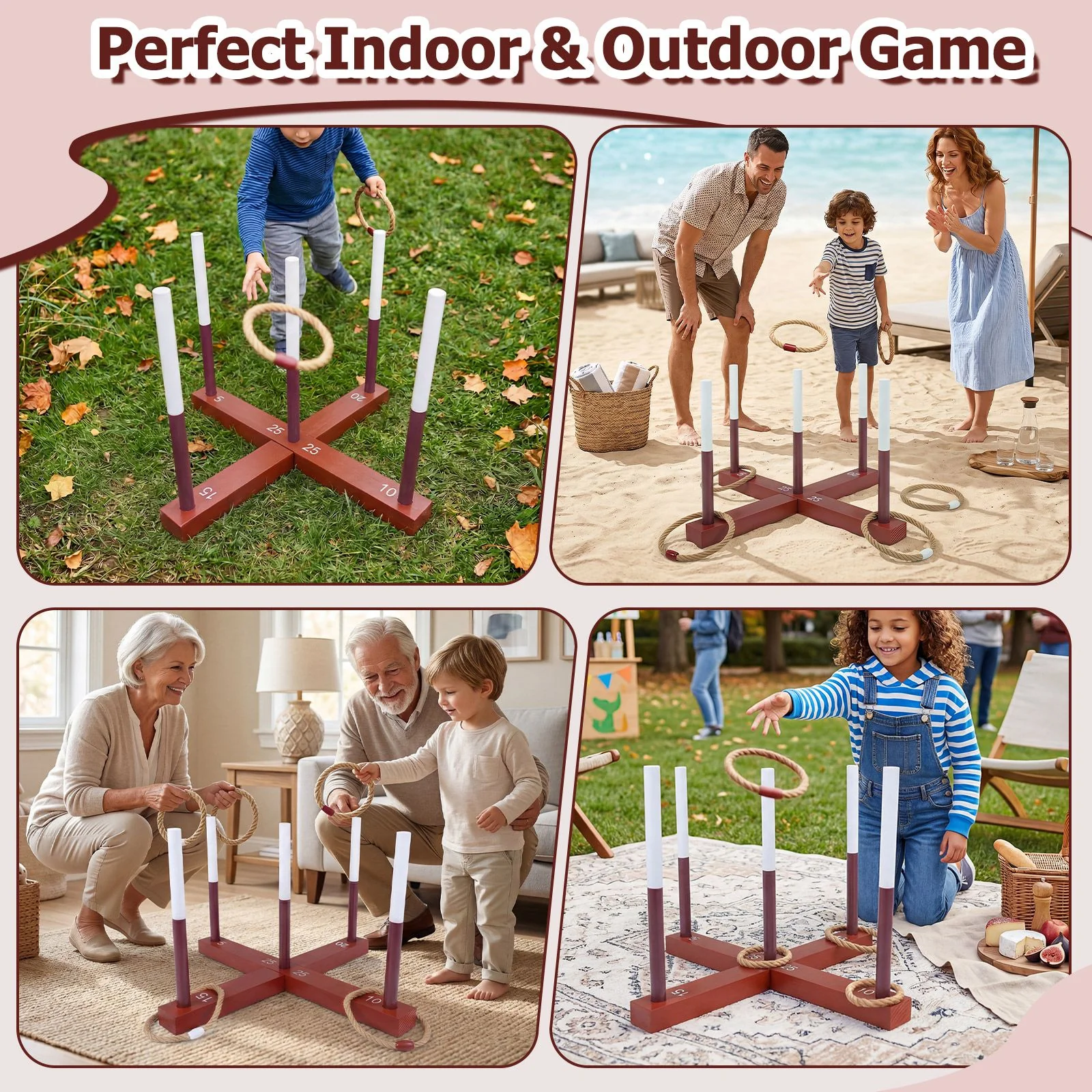 Ring Toss Yard Game Set with 6 Rings for Party and Outdoor Activities - Image 8