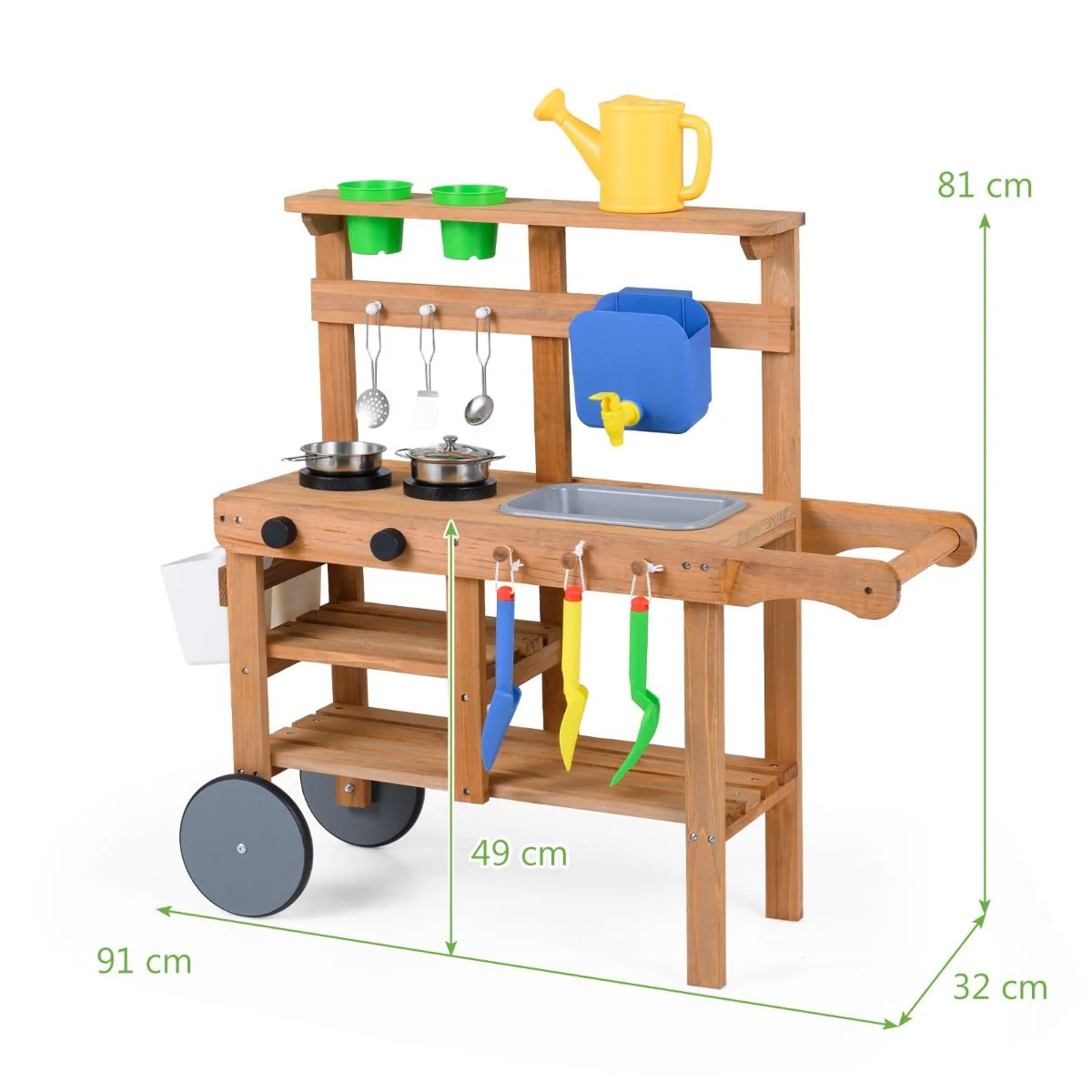 Rolling Outdoor Play Kitchen with Wheels for Boys Girls Ages 3 Plus - Image 2