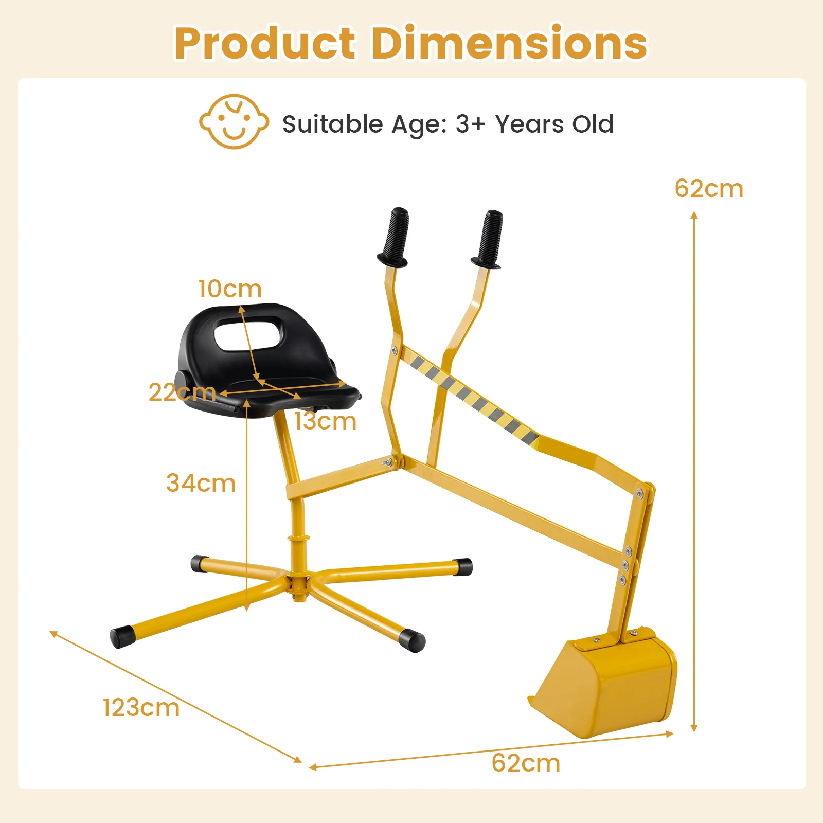 Sandbox Toy Digger, Outdoor Construction Excavator for 3+ Years Old Boys and Girls - Image 5