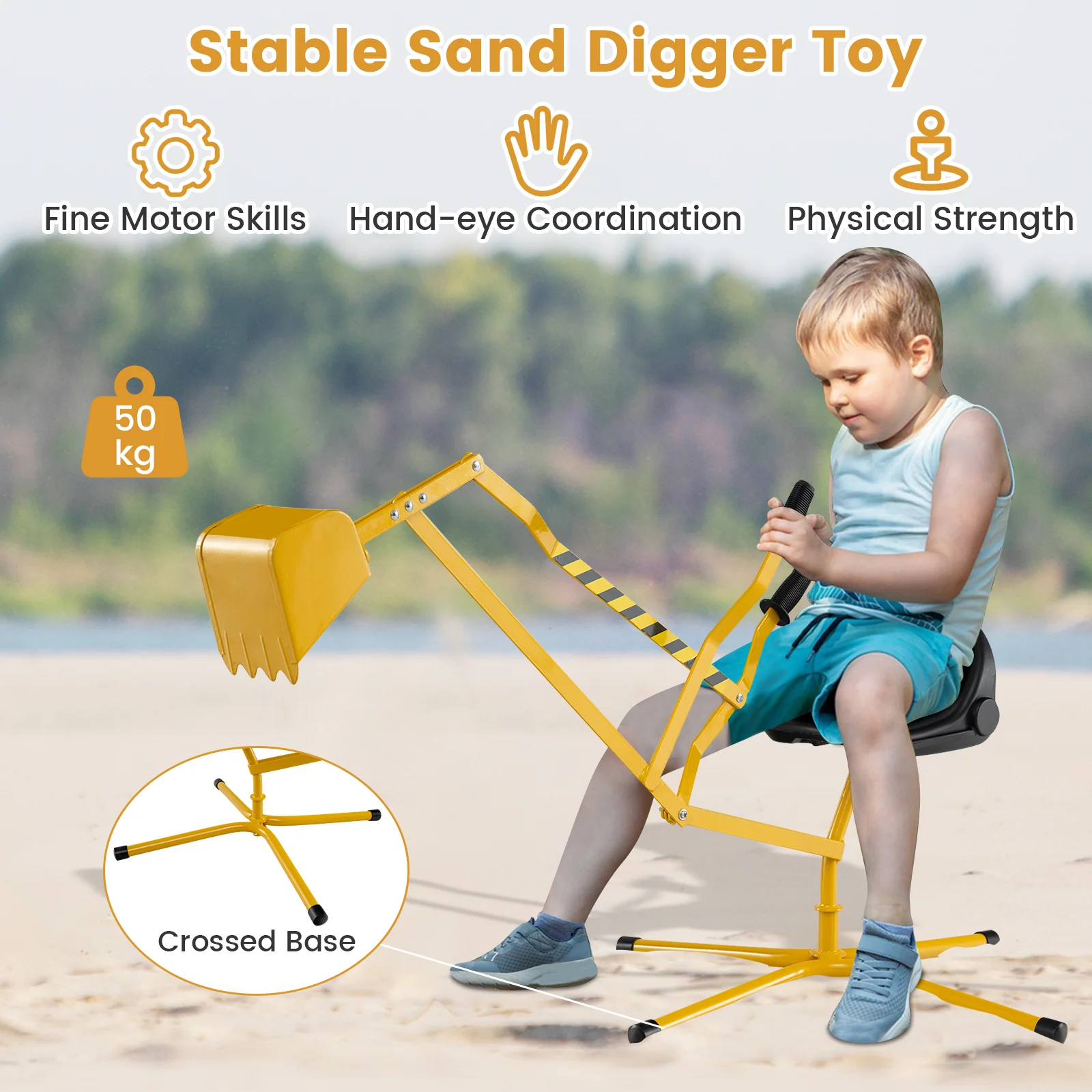 Sandbox Toy Digger, Outdoor Construction Excavator for 3+ Years Old Boys and Girls - Image 8
