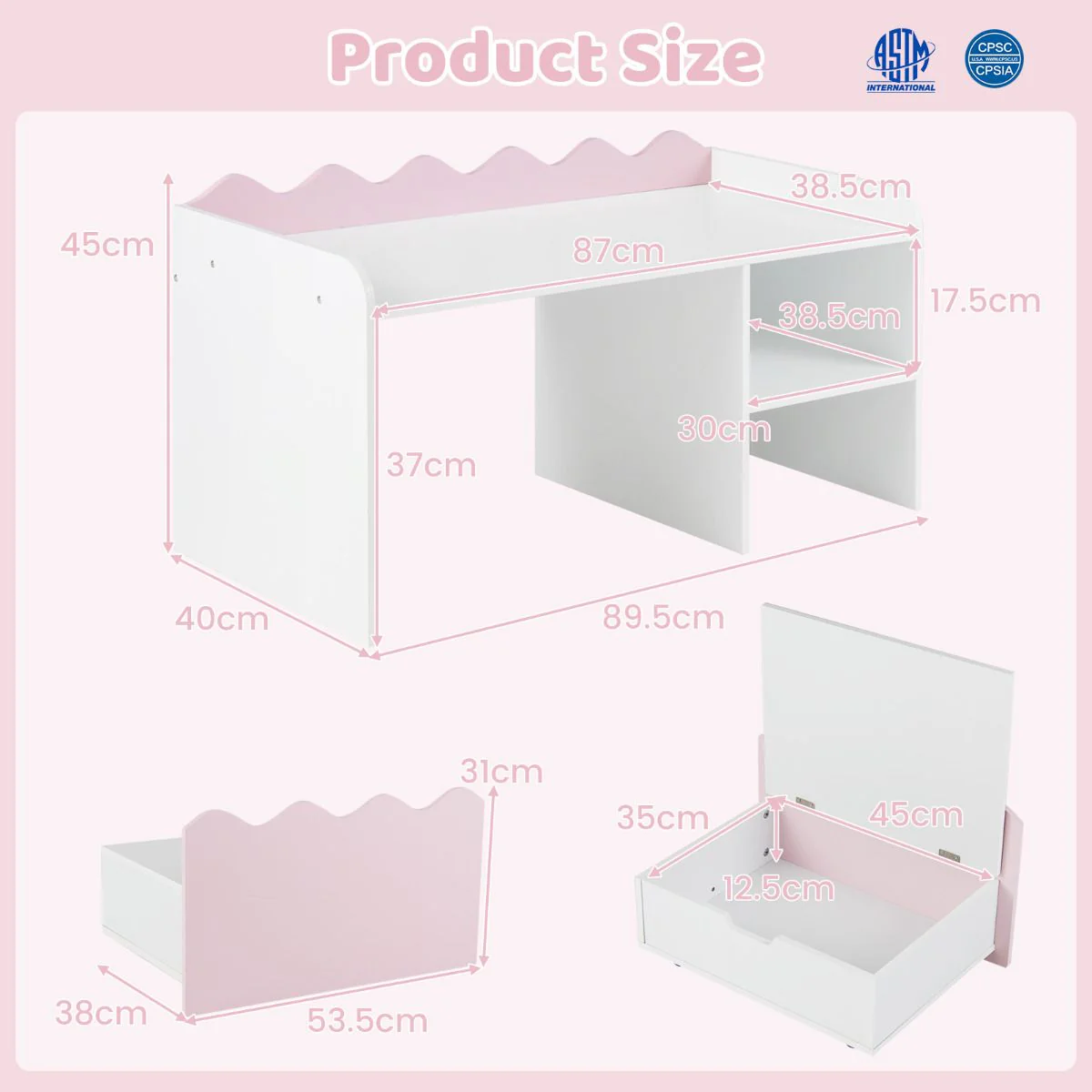 Scalloped Kids Bookshelf and Toy Storage Organizer for Bedroom - Image 5