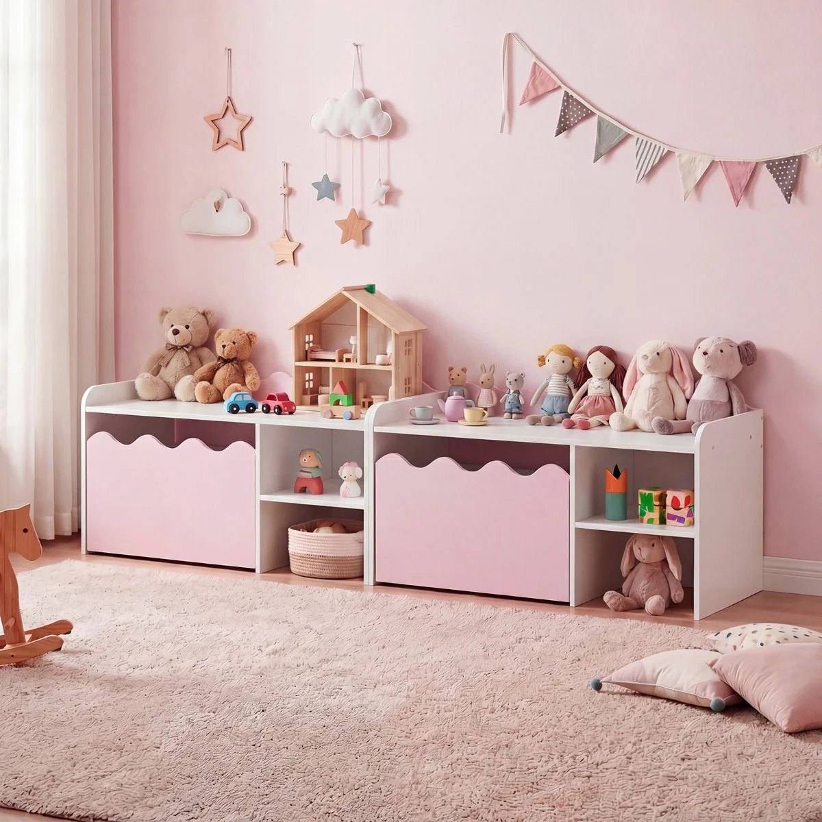 Scalloped Kids Bookshelf and Toy Storage Organizer for Bedroom - Image 6