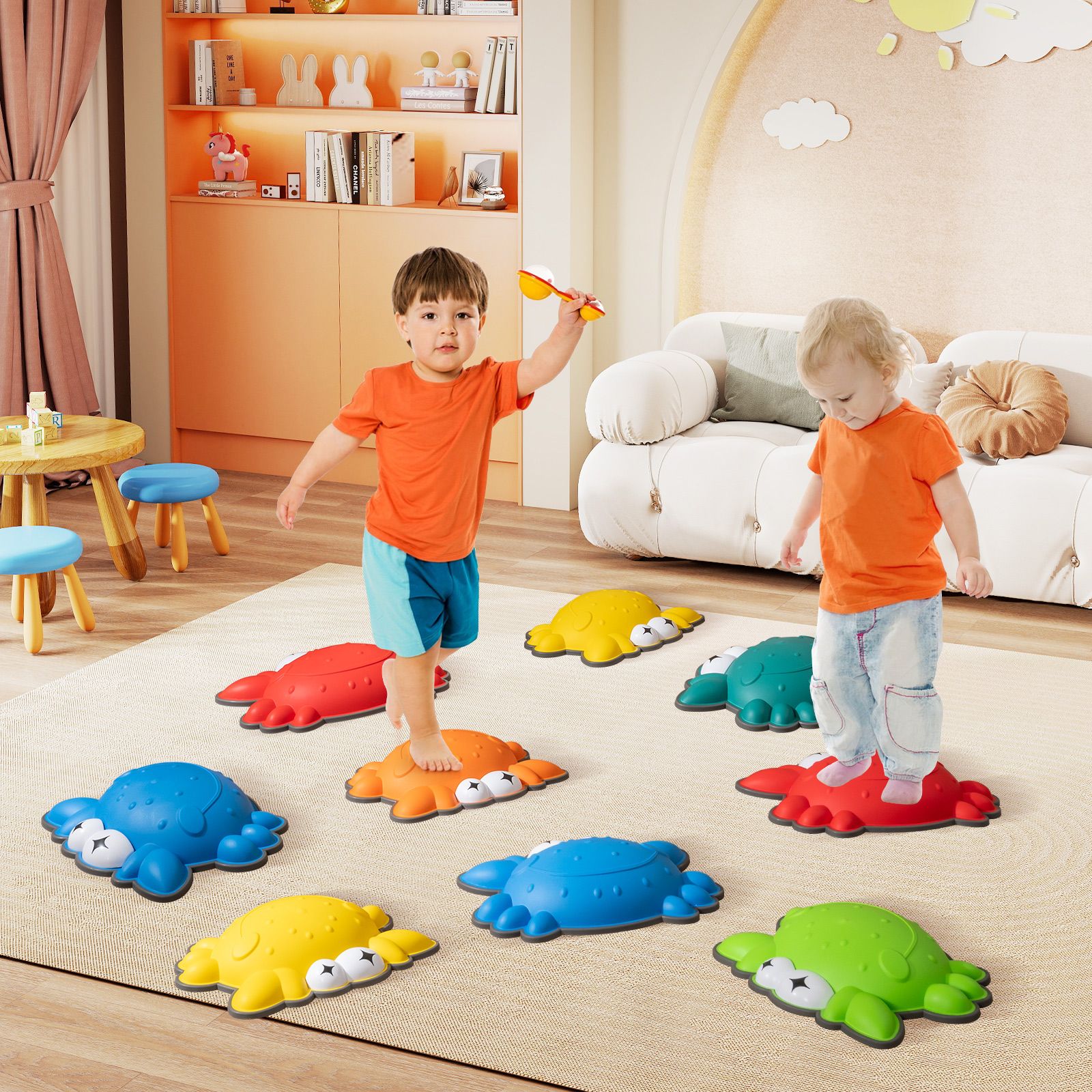 Set of 9 Crab-Themed Balance Stones with Anti-Slip Rubber Ring - Image 2