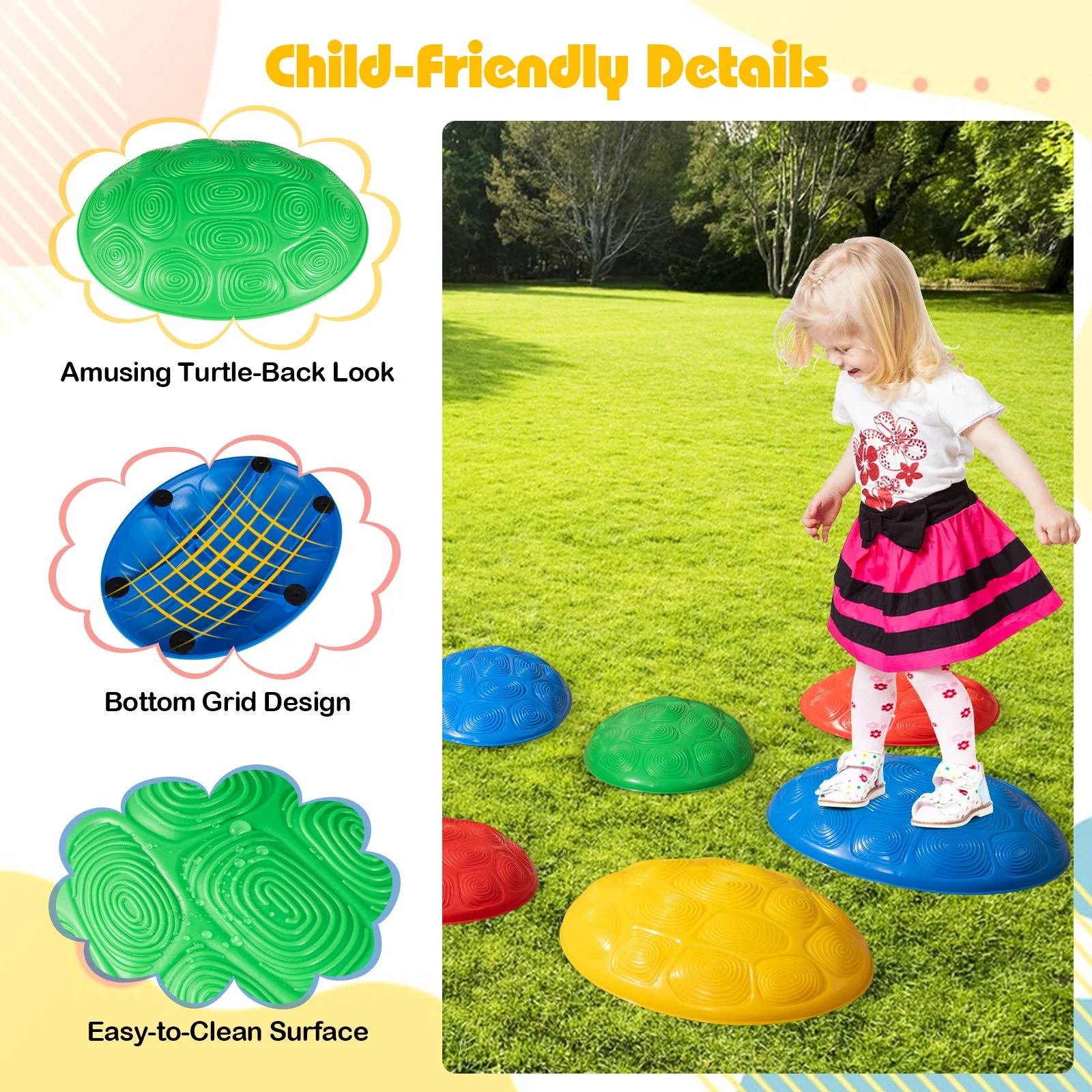 Stepping Stones for Kids Set of 8 Turtle-Themed Balance Stones - Image 10