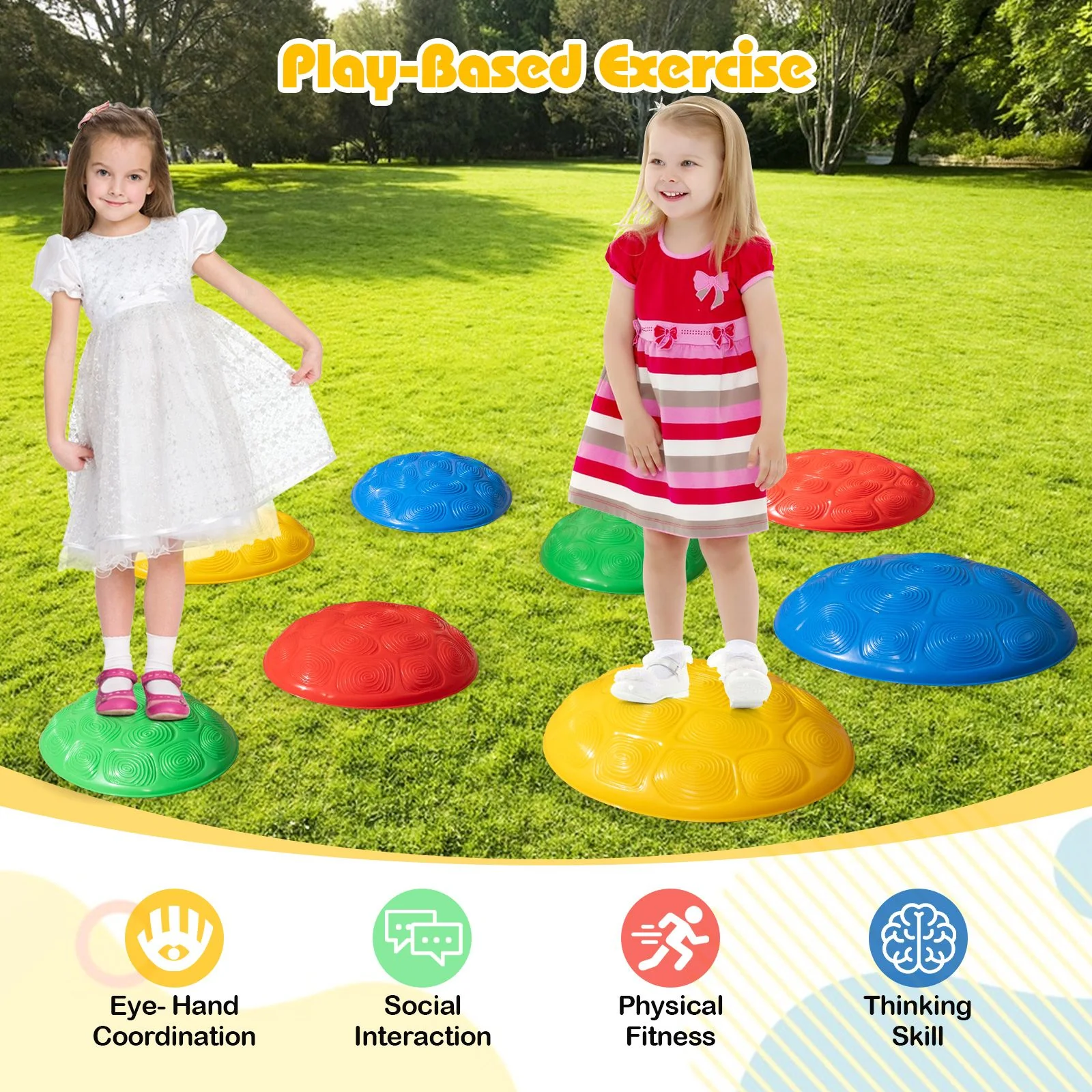 Stepping Stones for Kids Set of 8 Turtle-Themed Balance Stones - Image 9