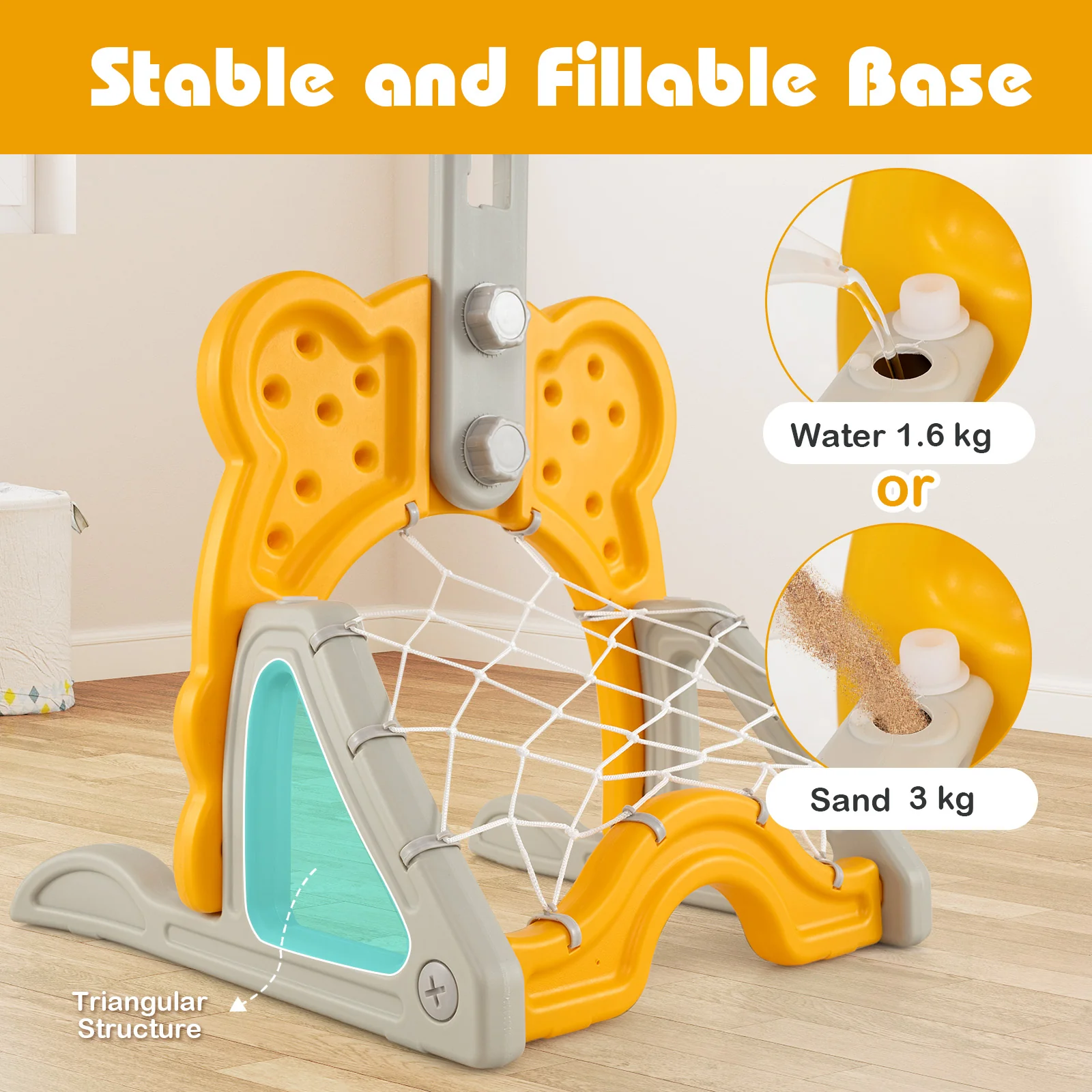 Toddler Basketball Hoop, 4-in-1 Kids Activity Center with Rim, Soccer Goal, Golf, Ring Toss - Image 11