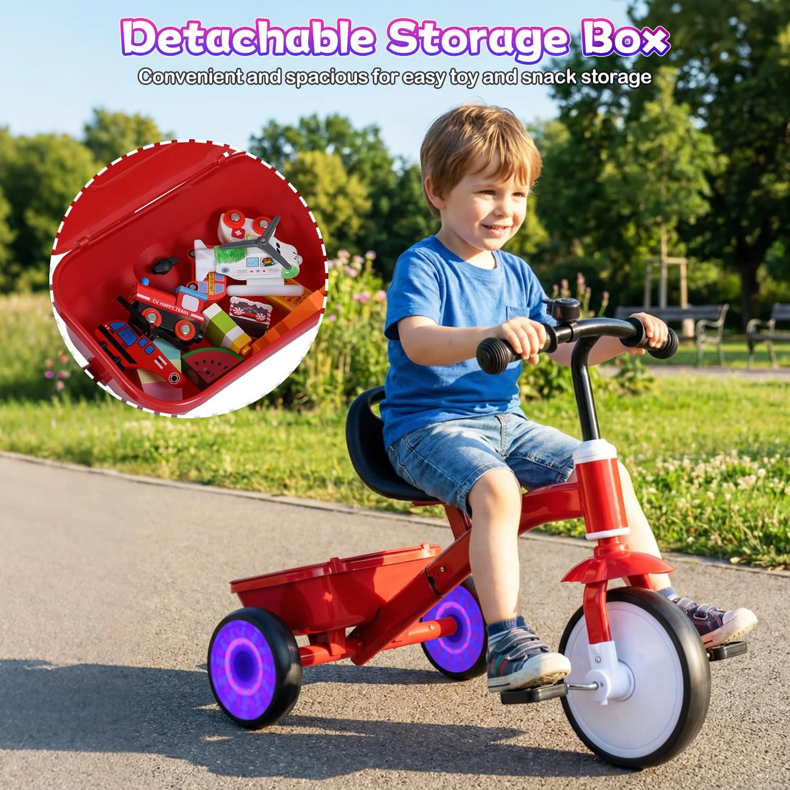 Toddler Bike with Glowing Rear Wheels and Adjustable Seat - Image 5