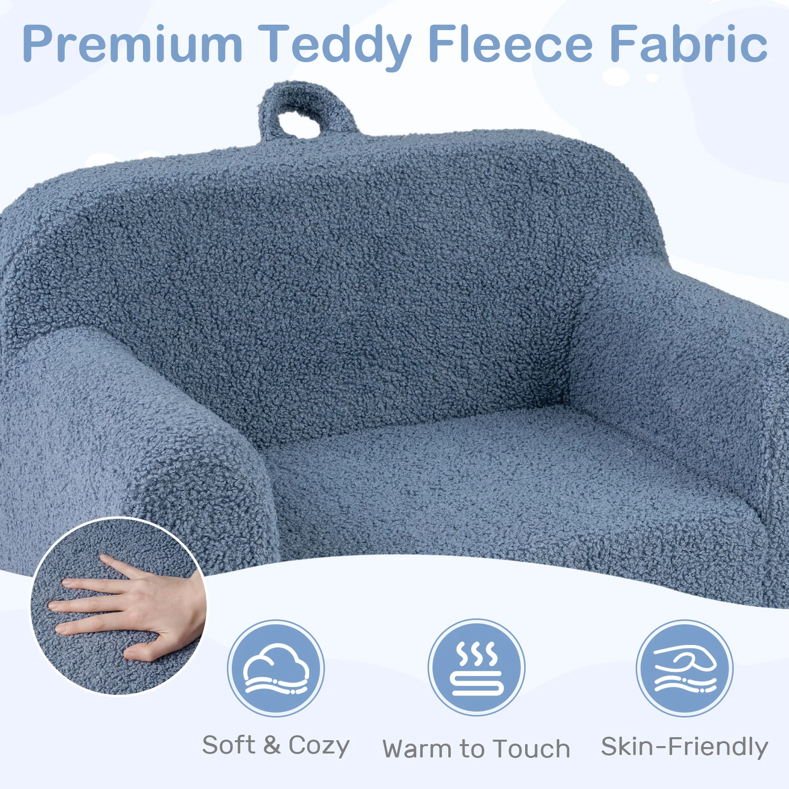 Toddler Foam Couch with Soft Fleece Fabric Cover for Playroom - Image 7