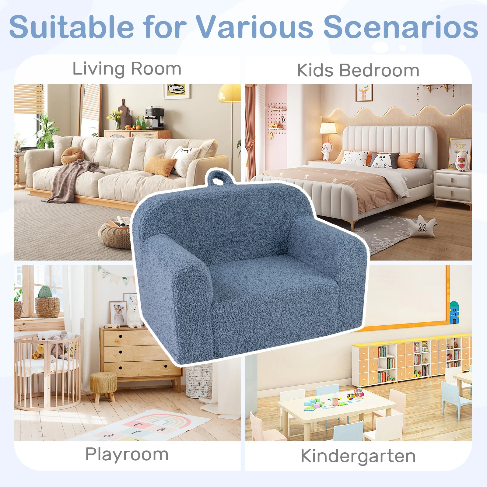 Toddler Foam Couch with Soft Fleece Fabric Cover for Playroom - Image 8