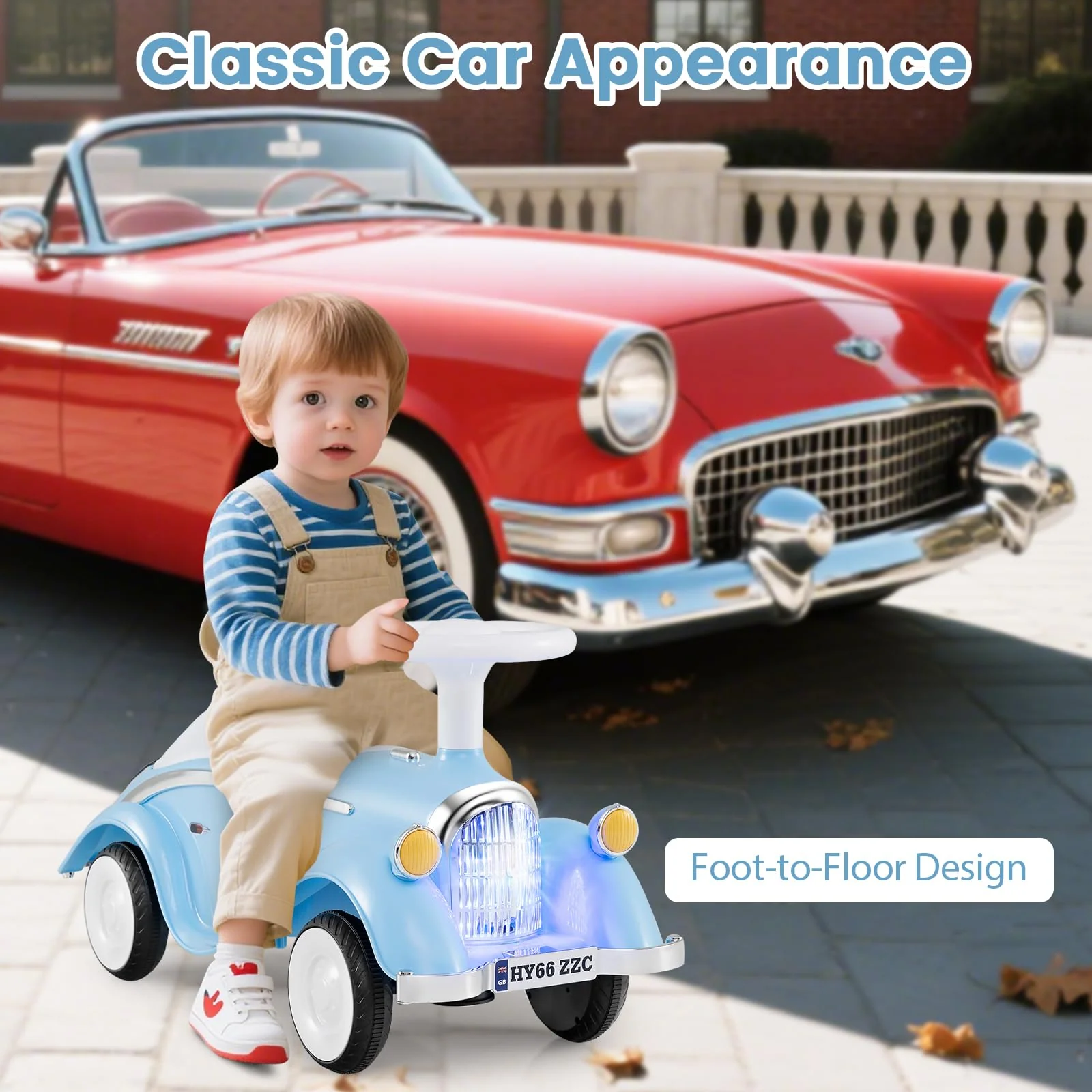 Toddler Ride on Toy, Classic Foot to Floor Kid Sliding Car with Steering Wheel - Image 3
