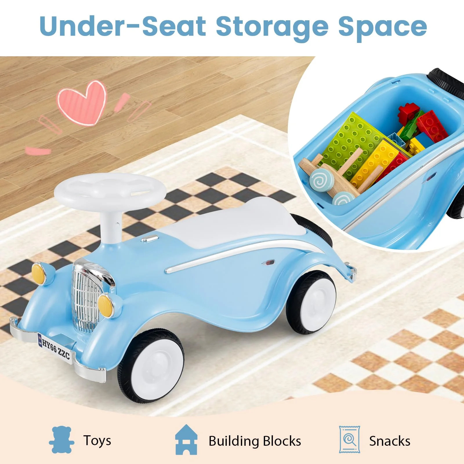Toddler Ride on Toy, Classic Foot to Floor Kid Sliding Car with Steering Wheel - Image 5