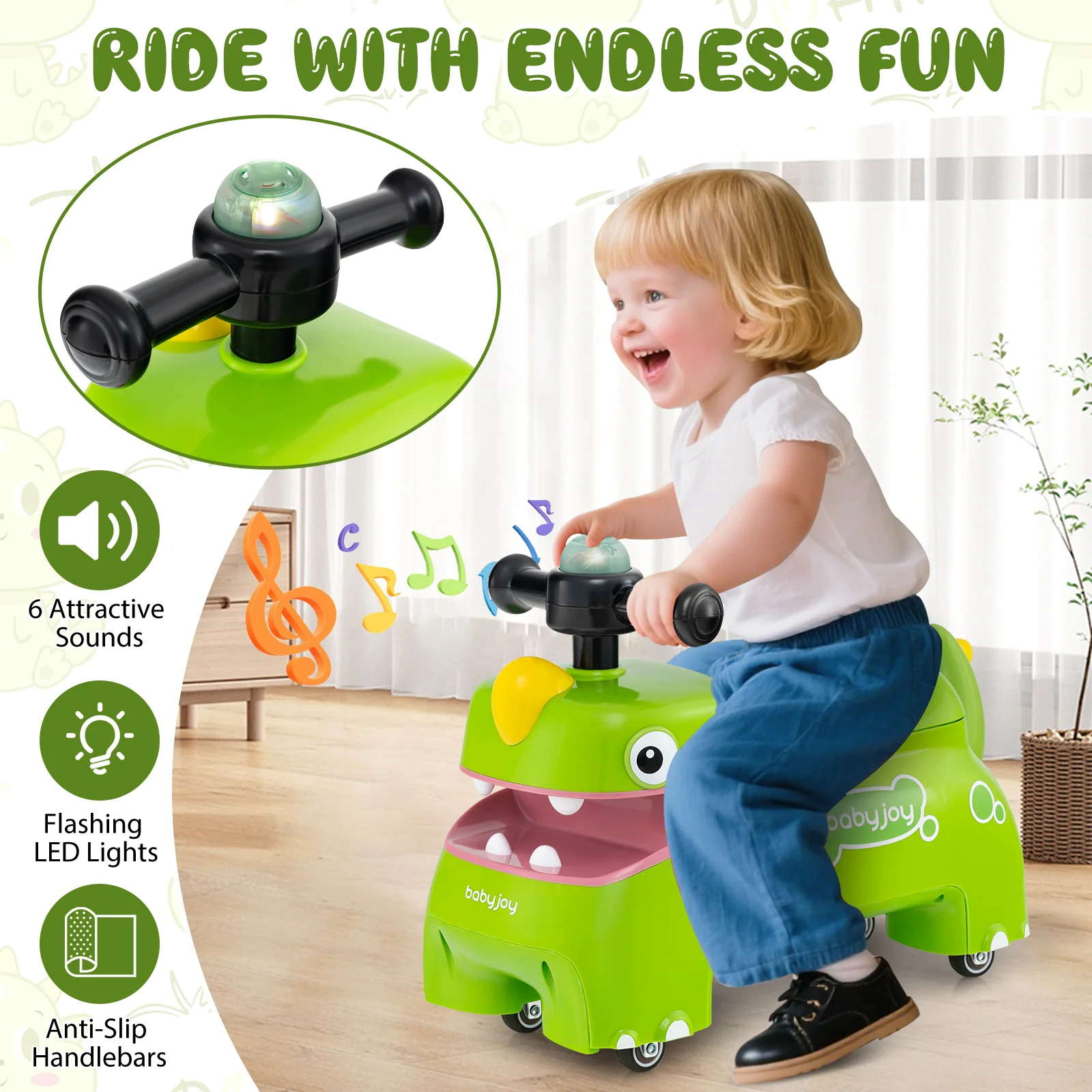 Toddler Ride on Toy, Sit to Stand Riding Racer, Gift for Boys & Girls 18+ Months Old - Image 3