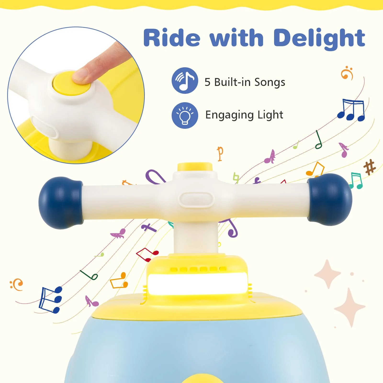 Toddler Ride on Toy with Trailer Foot-to-Floor Sliding Car with Light Music - Image 4