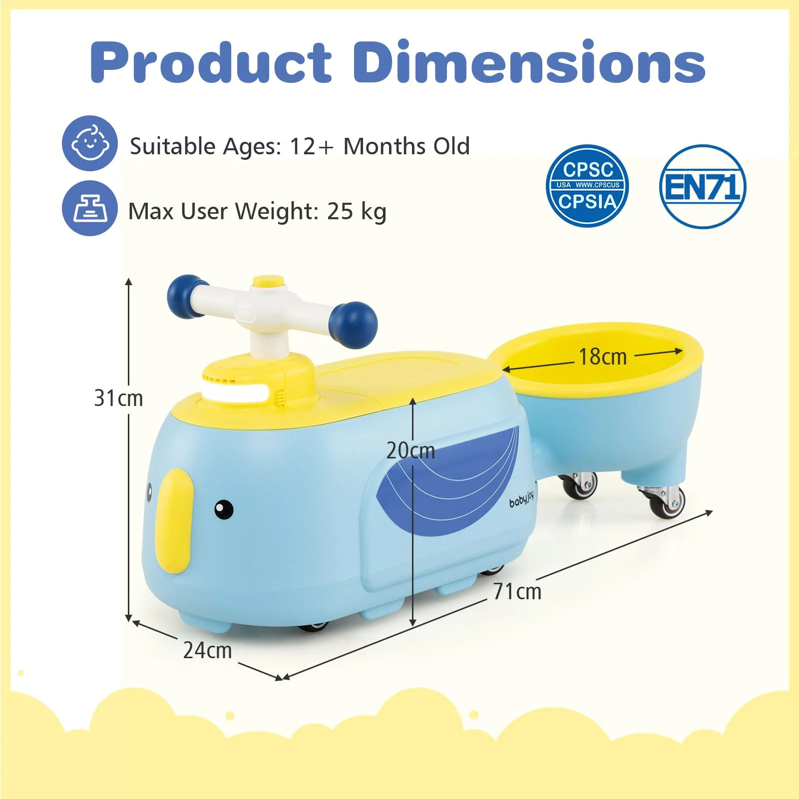 Toddler Ride on Toy with Trailer Foot-to-Floor Sliding Car with Light Music - Image 6