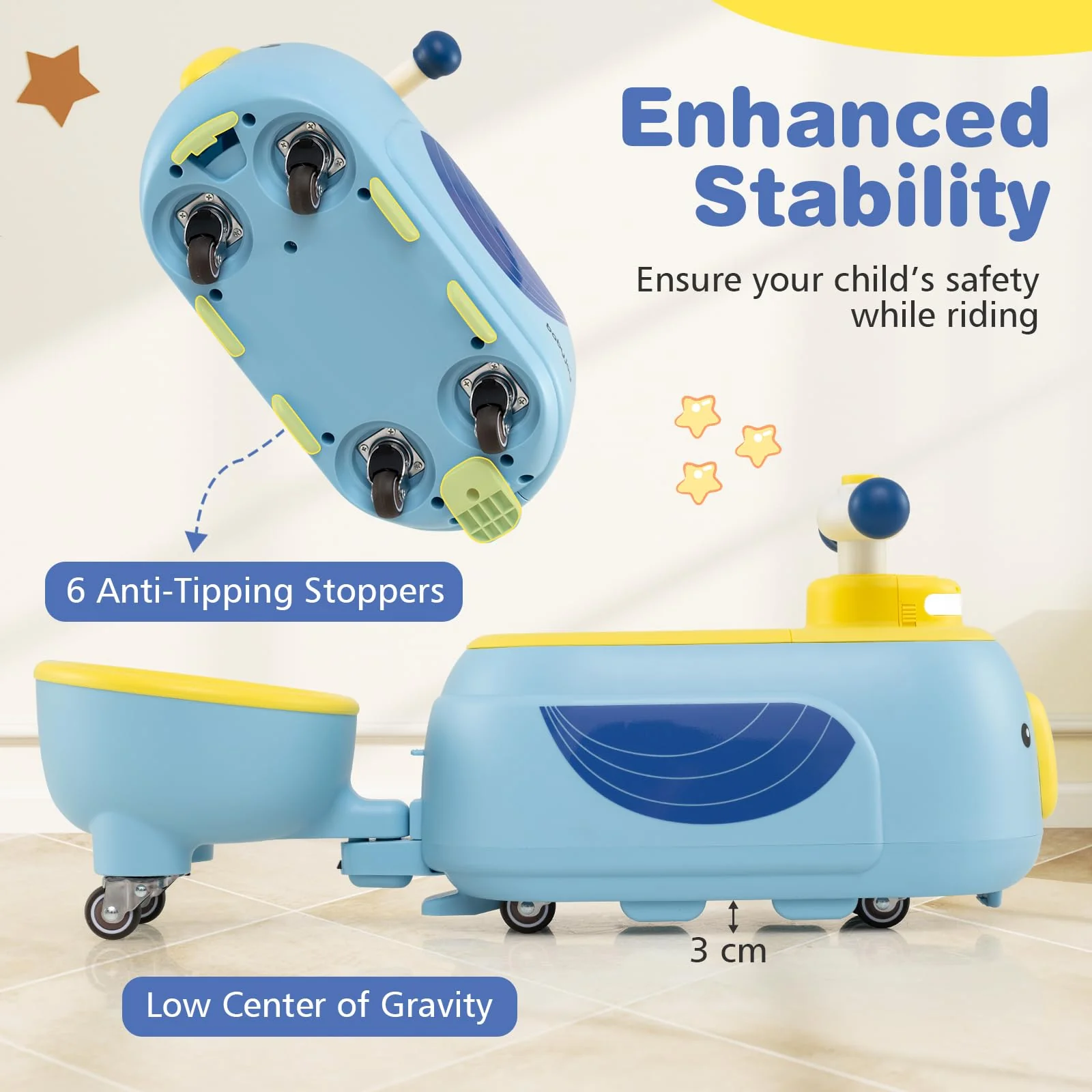 Toddler Ride on Toy with Trailer Foot-to-Floor Sliding Car with Light Music - Image 7