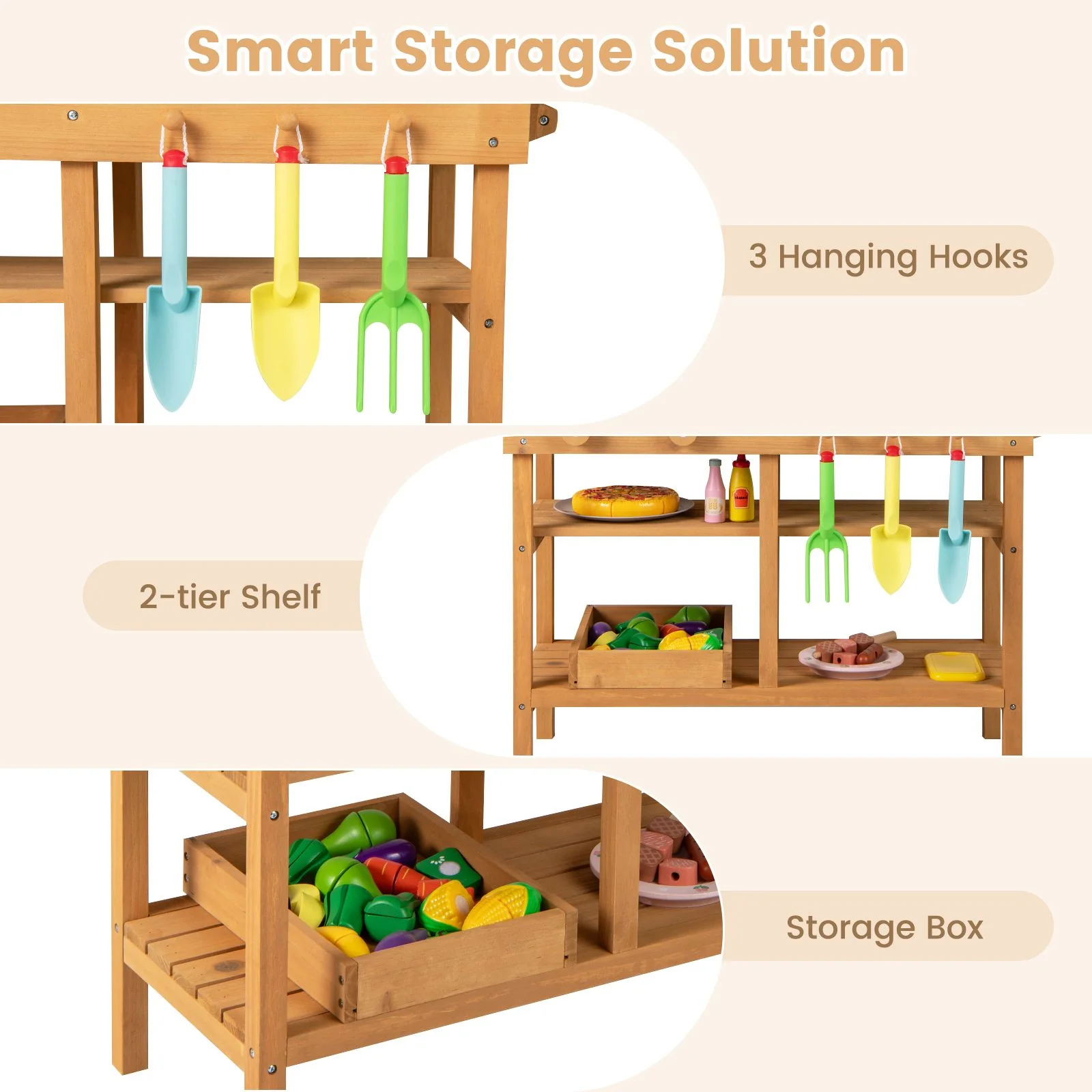 Toddler Wooden Pretend Play Kitchen Playset with Faucet and Pots - Image 6