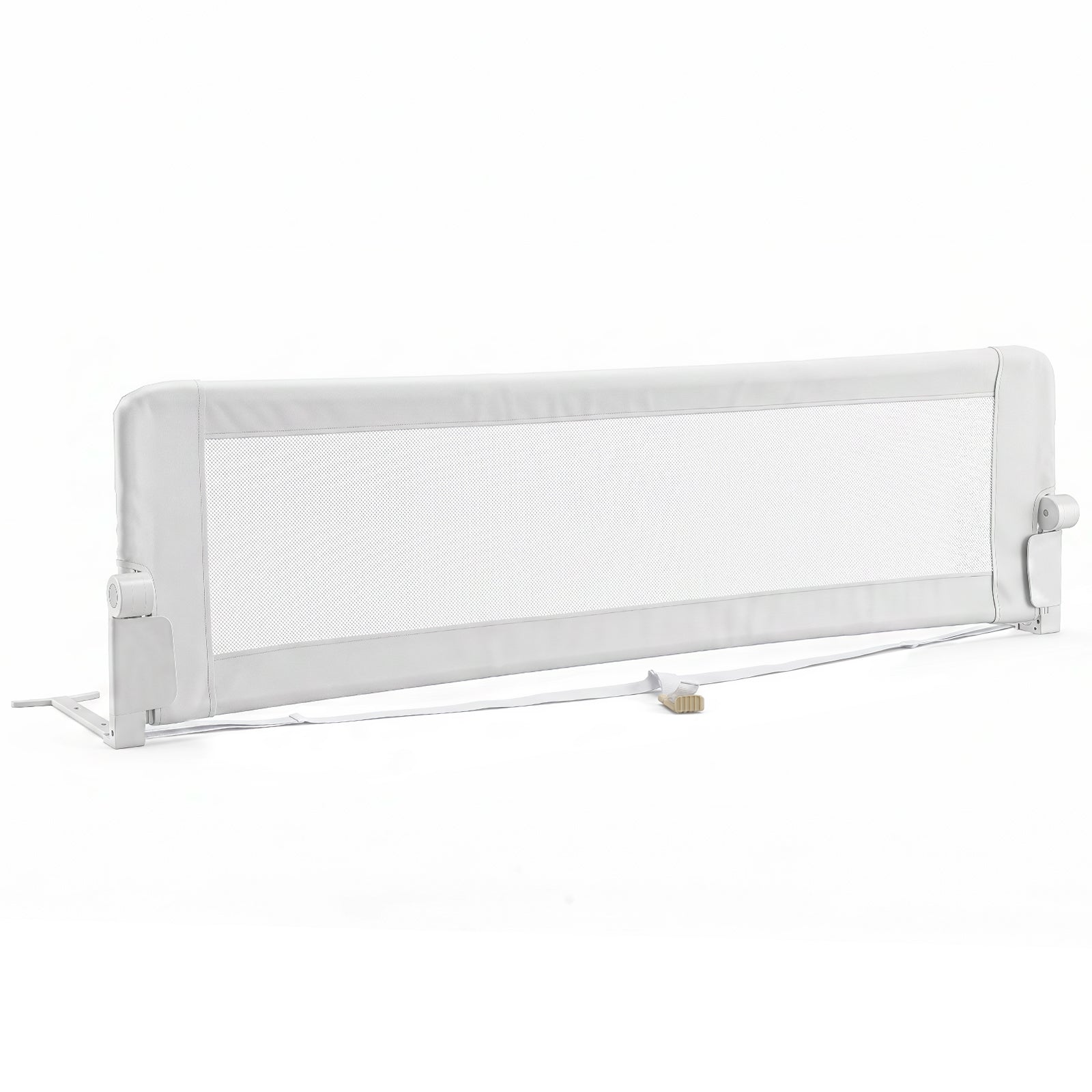 Universal Kids Bedrail Guard with Adjustable Safety Strap for Single Double Queen King Mattress, White/Grey - Image 3