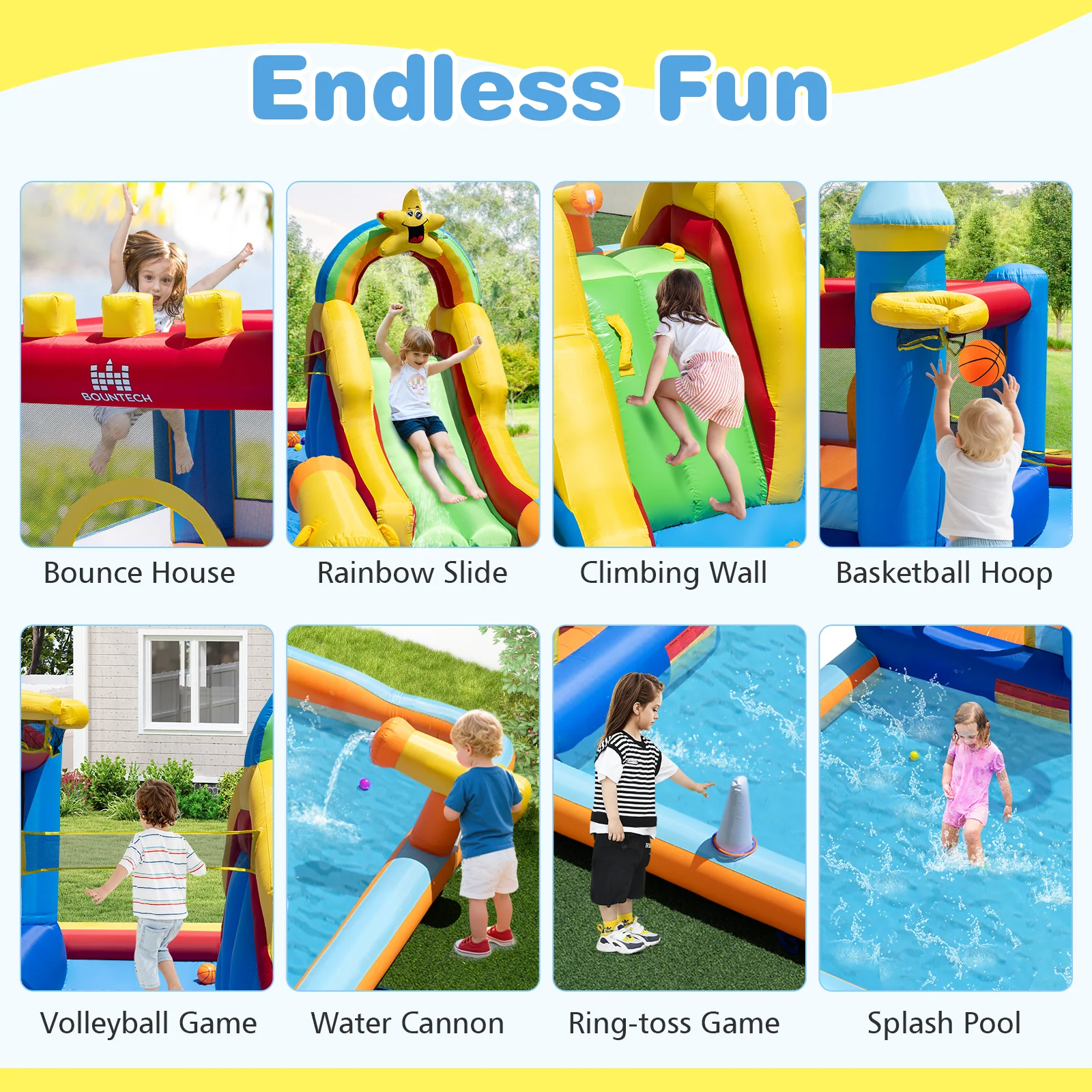 Water Slide Bounce House, Kids Bouncy Castle with Climbing Wall - Image 3