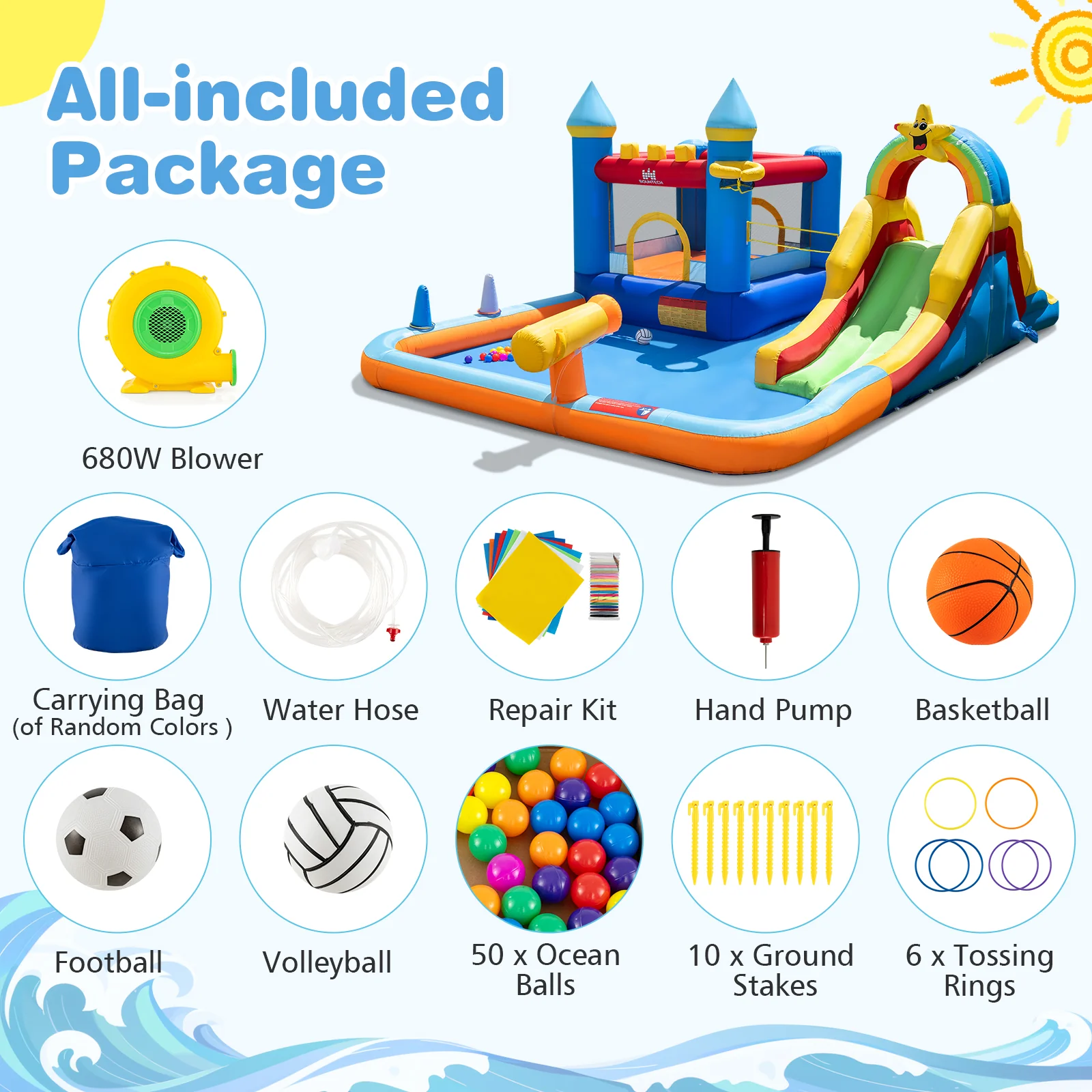 Water Slide Bounce House, Kids Bouncy Castle with Climbing Wall - Image 4