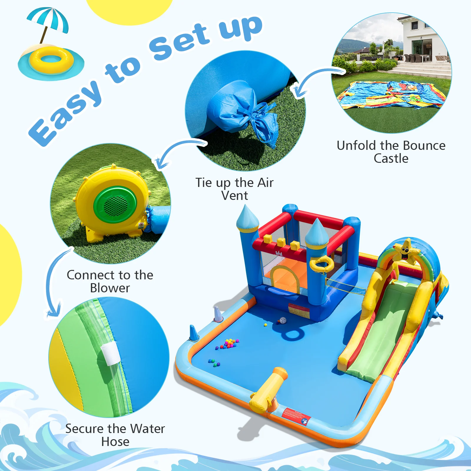 Water Slide Bounce House, Kids Bouncy Castle with Climbing Wall - Image 5