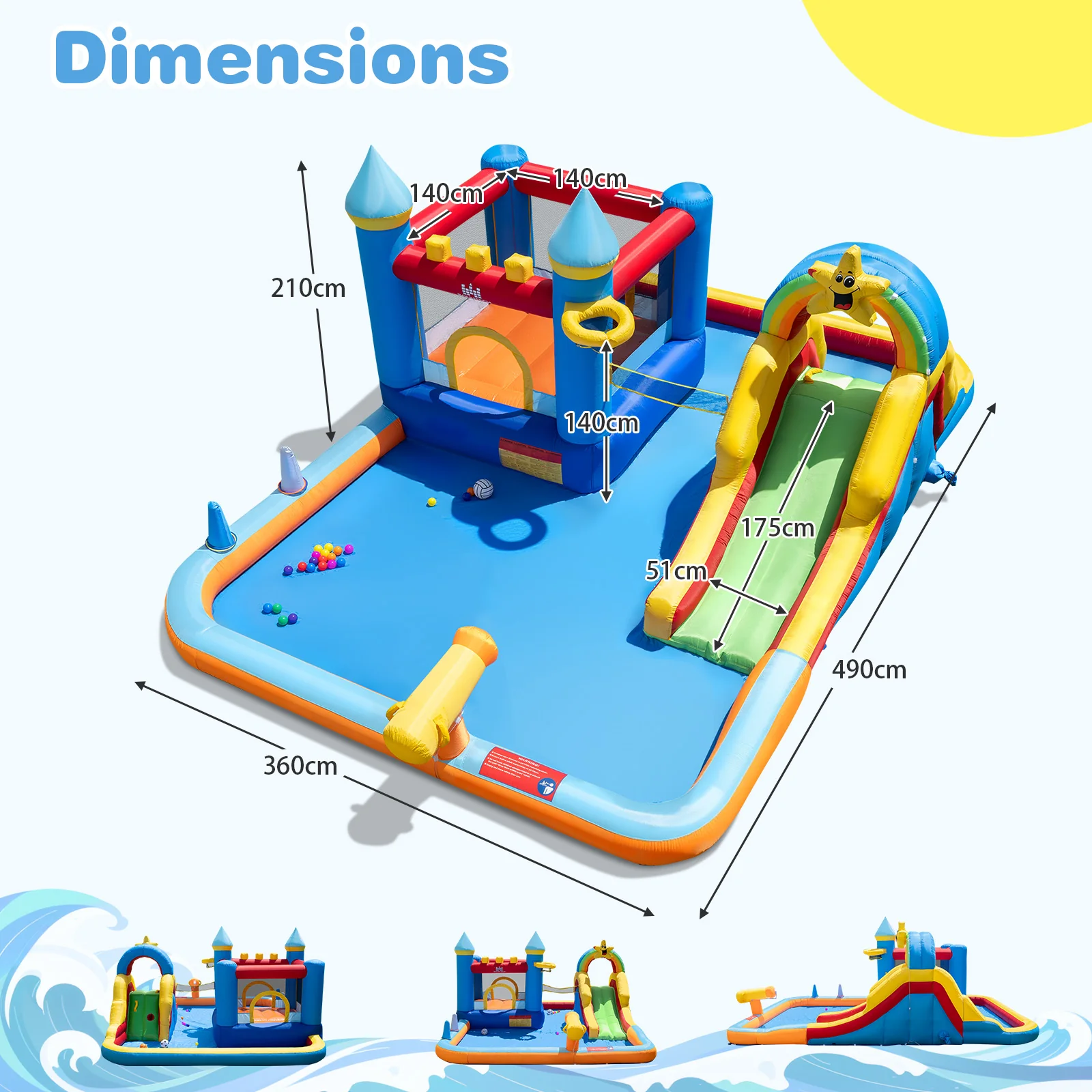 Water Slide Bounce House, Kids Bouncy Castle with Climbing Wall - Image 9