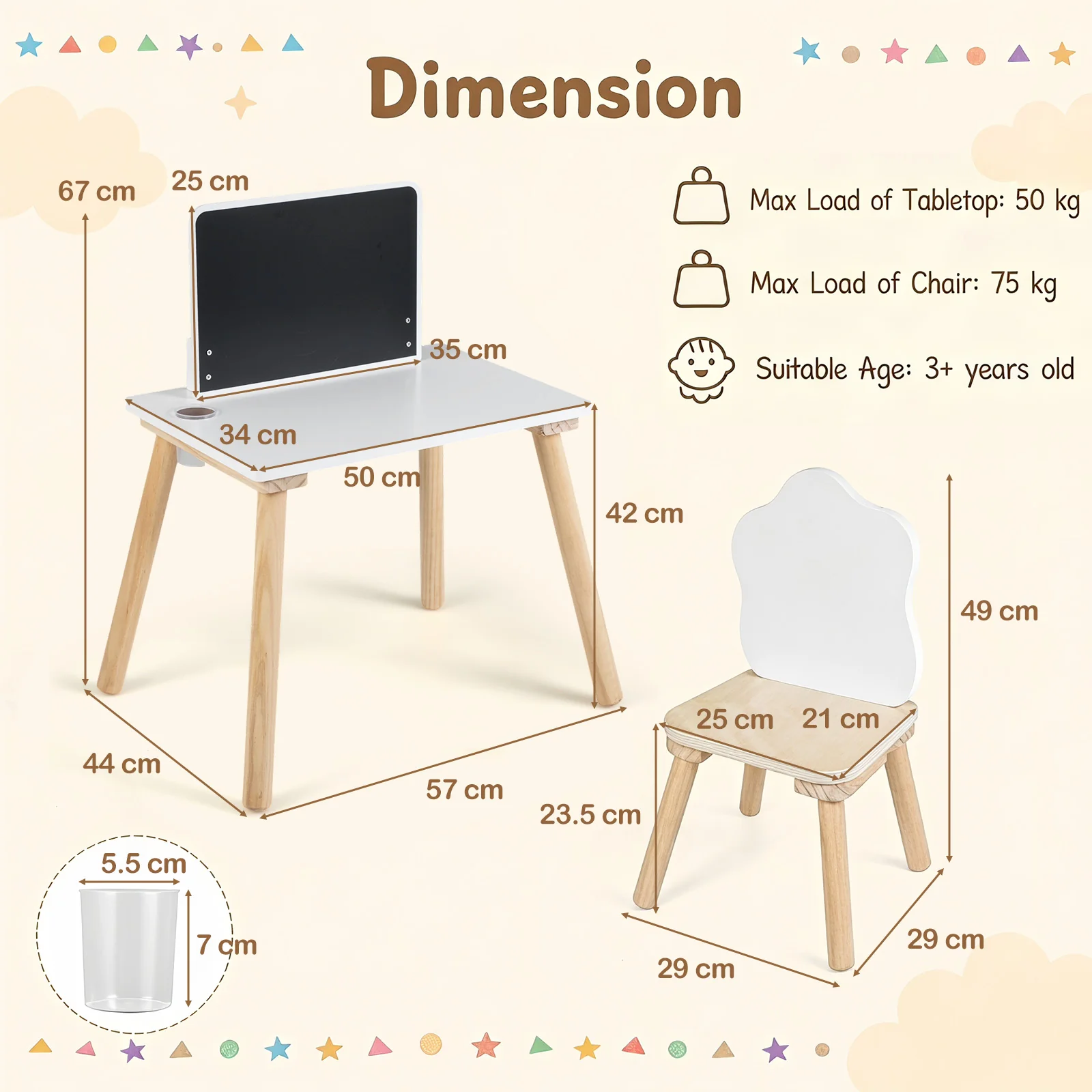 Weaning Table and Chair Set with Chalkboard - Image 10