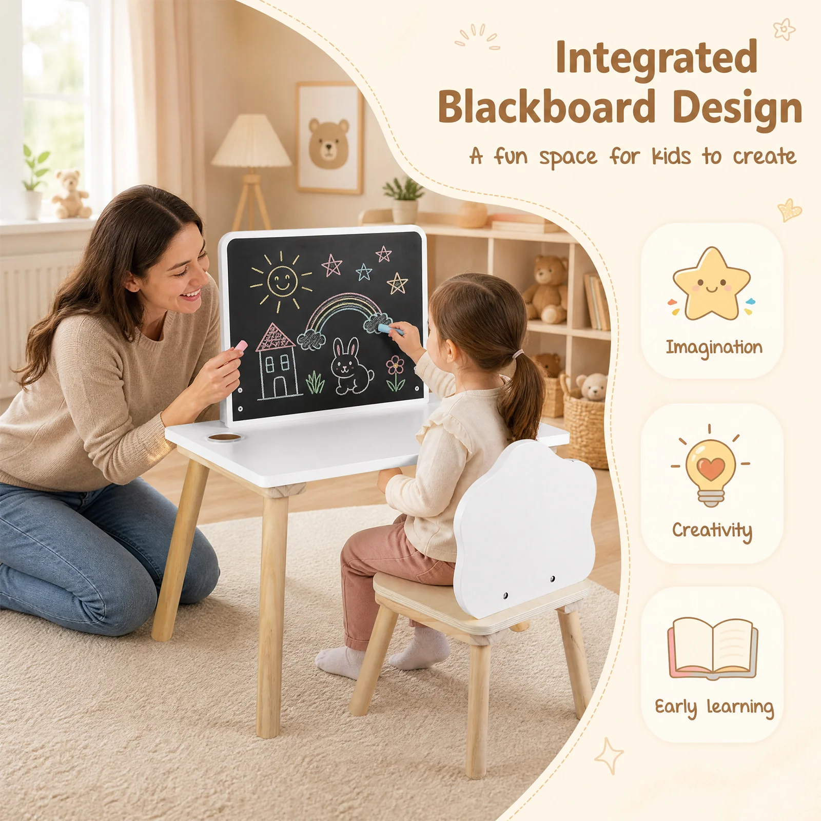 Weaning Table and Chair Set with Chalkboard - Image 7