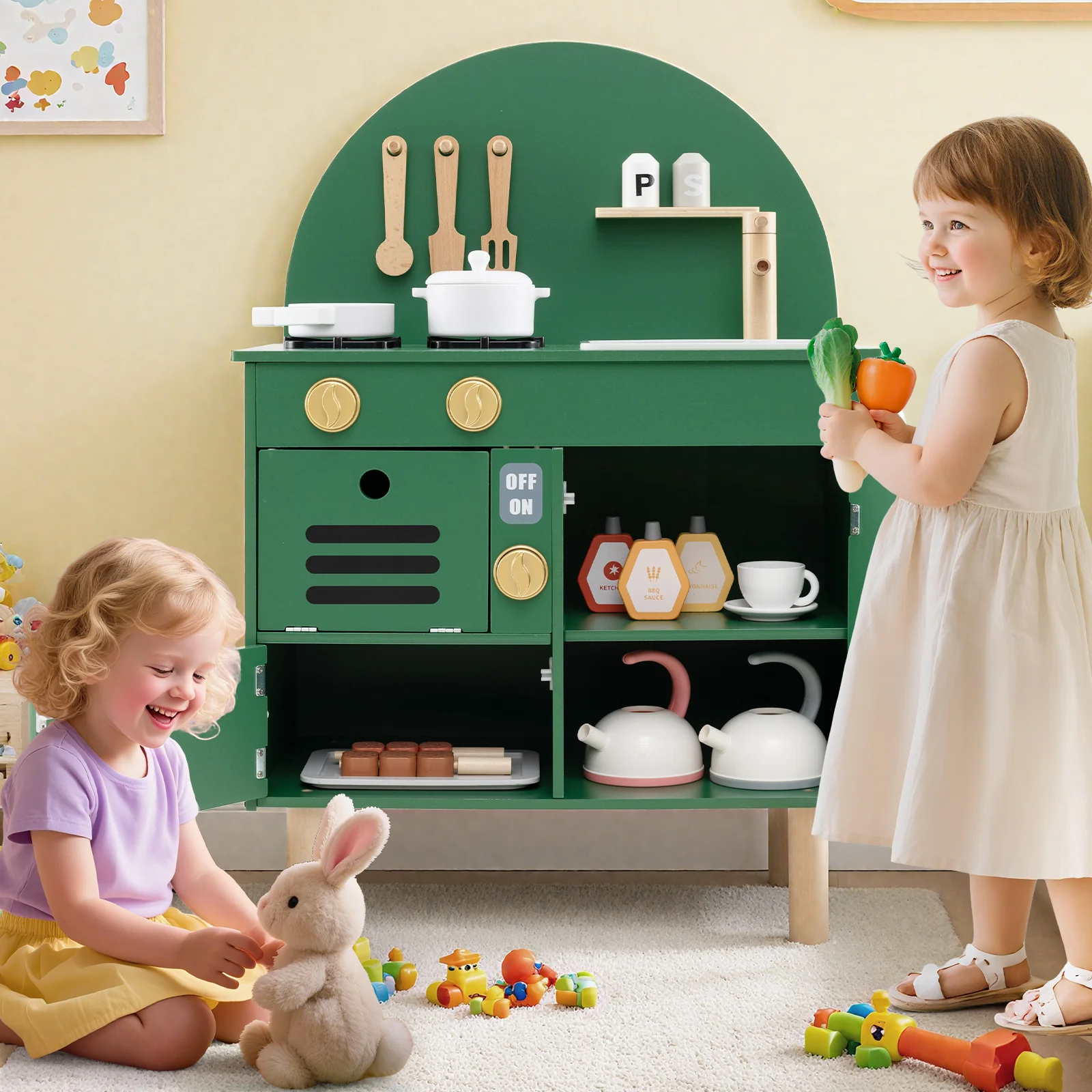 Wooden Kitchen Playset, Chef Pretend Play Set for Children 3+ Years Old - Image 10