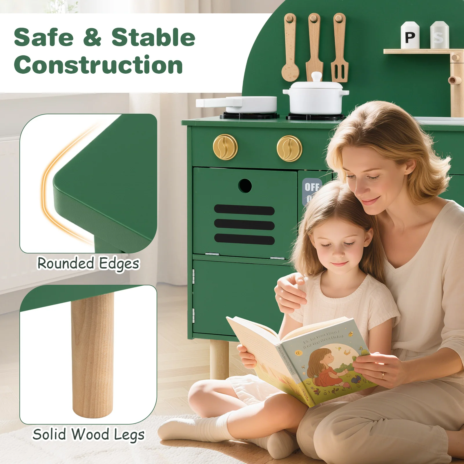 Wooden Kitchen Playset, Chef Pretend Play Set for Children 3+ Years Old - Image 5