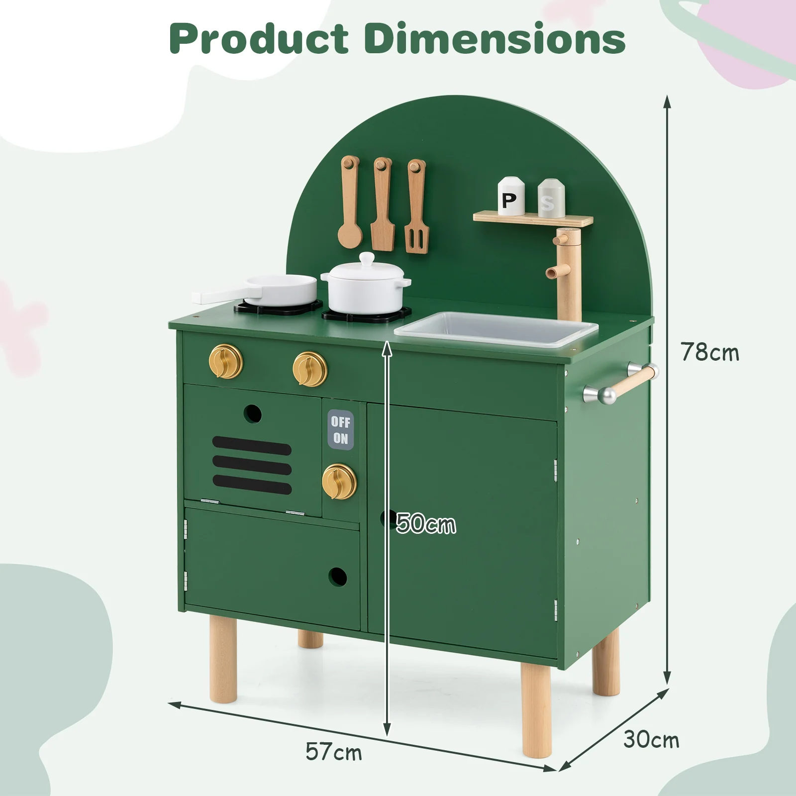 Wooden Kitchen Playset, Chef Pretend Play Set for Children 3+ Years Old - Image 8