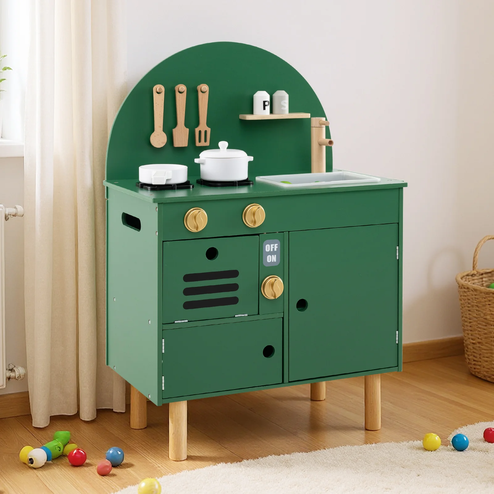 Wooden Kitchen Playset, Chef Pretend Play Set for Children 3+ Years Old - Image 9