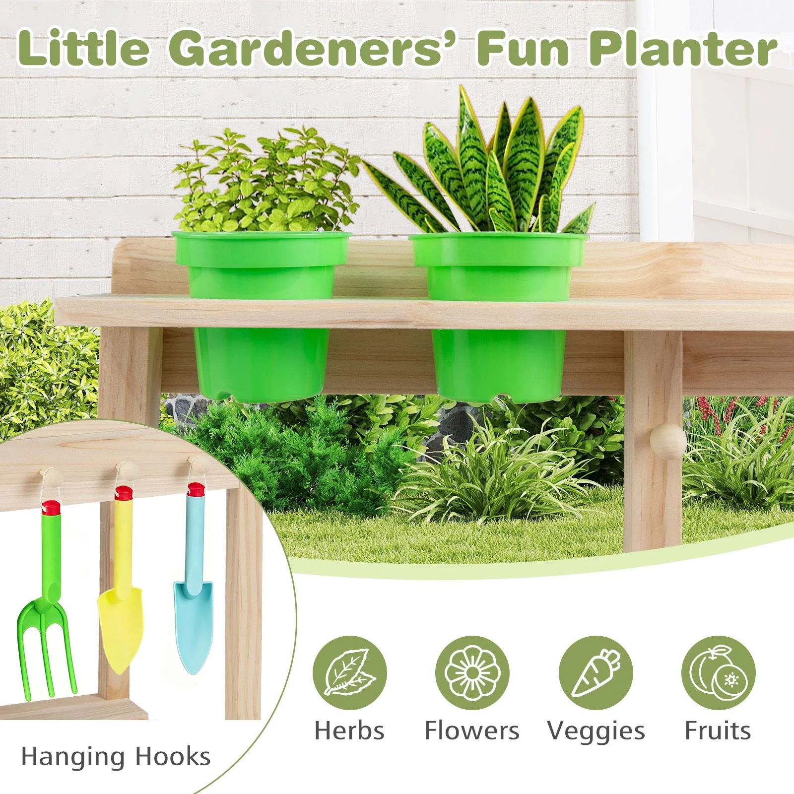 Wooden Kitchen Playset with Stoves and Flowerpots for Boys Girls 3+ - Image 7