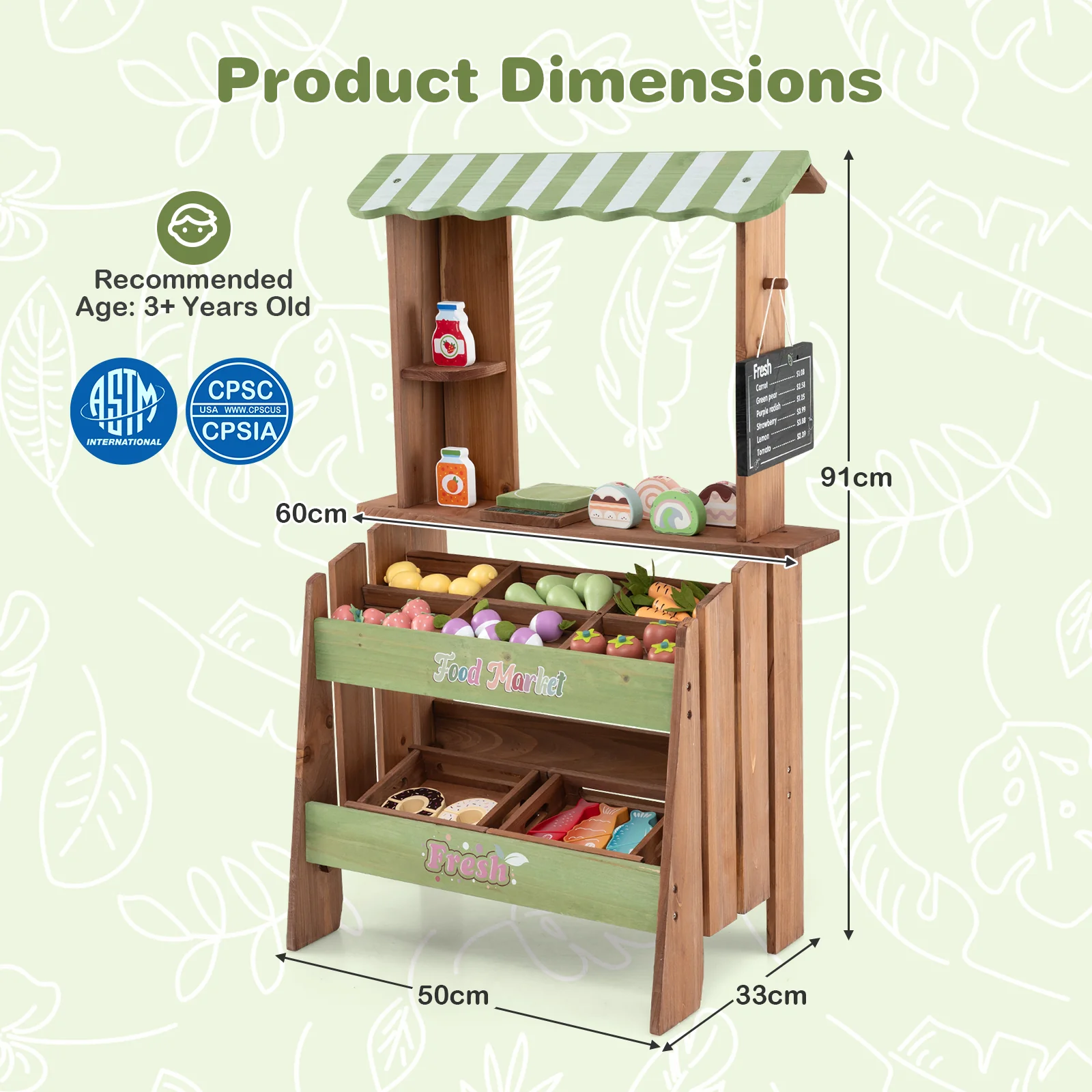 Wooden Mud Grocery Store for Kids, Outdoor & Indoor Farm Market Stand Playset - Image 10