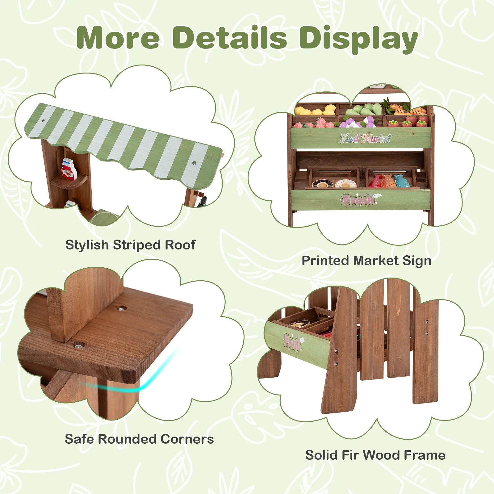 Wooden Mud Grocery Store for Kids, Outdoor & Indoor Farm Market Stand Playset - Image 8