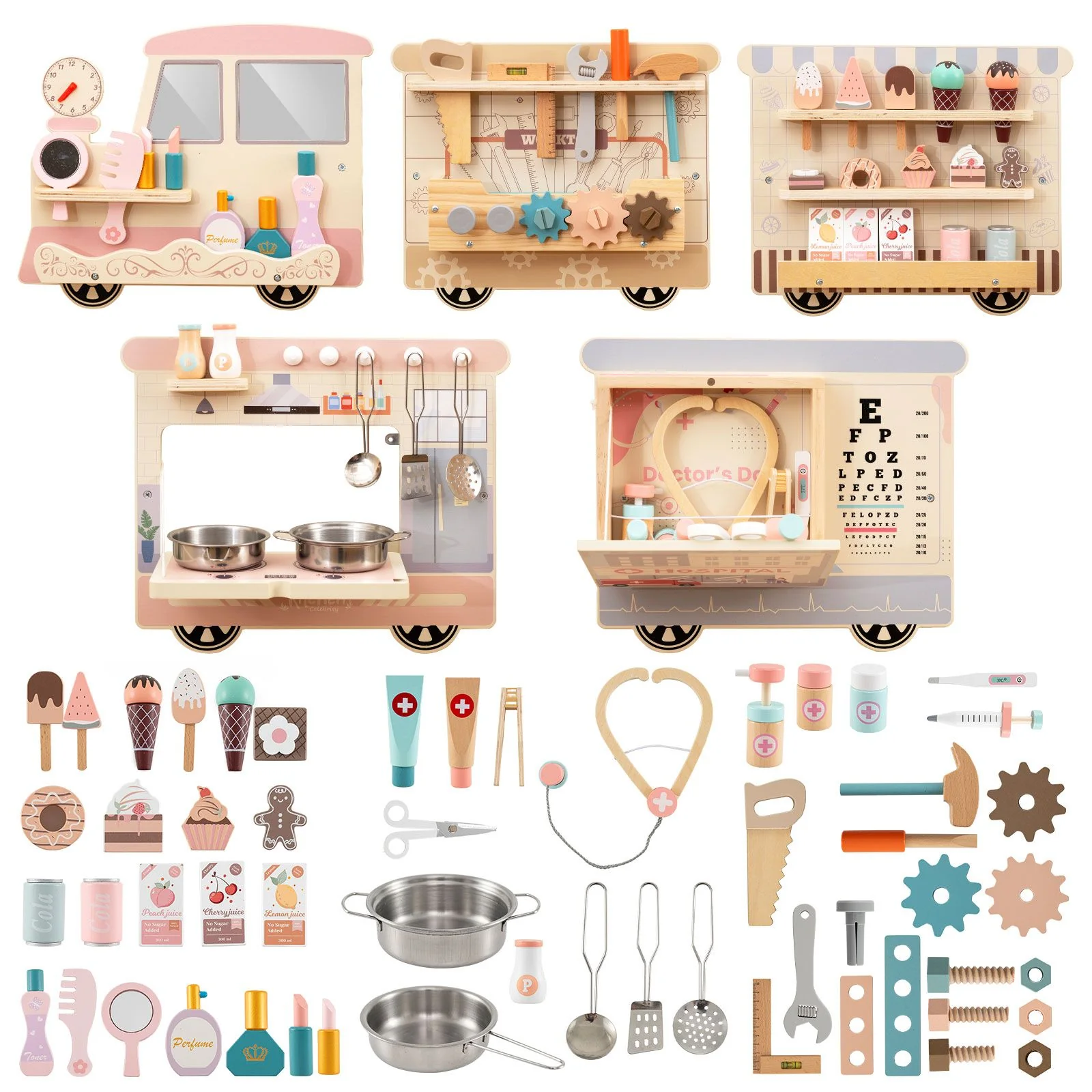 Wooden Sensory Wall Panel with Vanity for Kids - Image 11